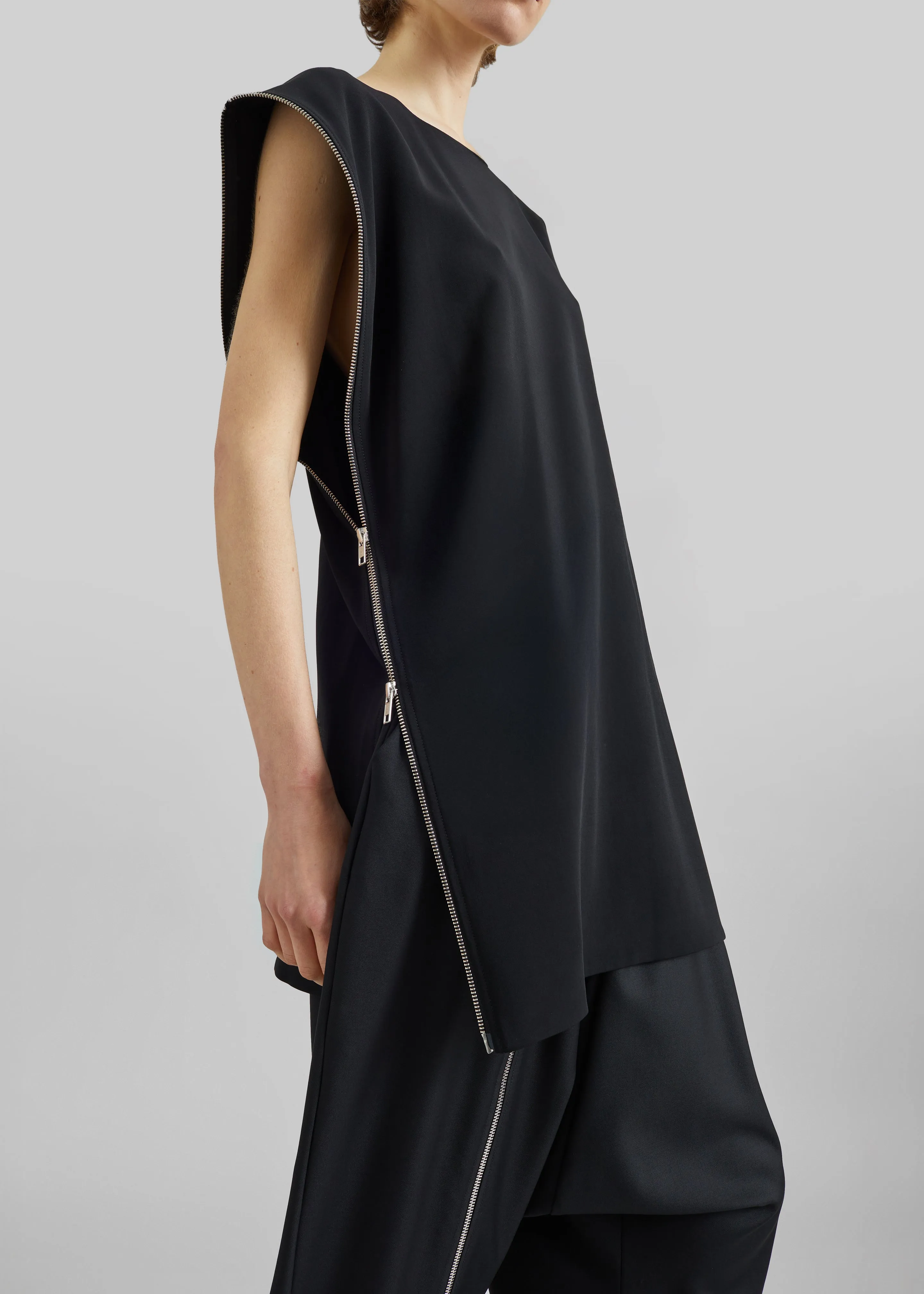 Bevza Zipper Tunic Top - Black sold by Frankie Shop product image thumbnail 3