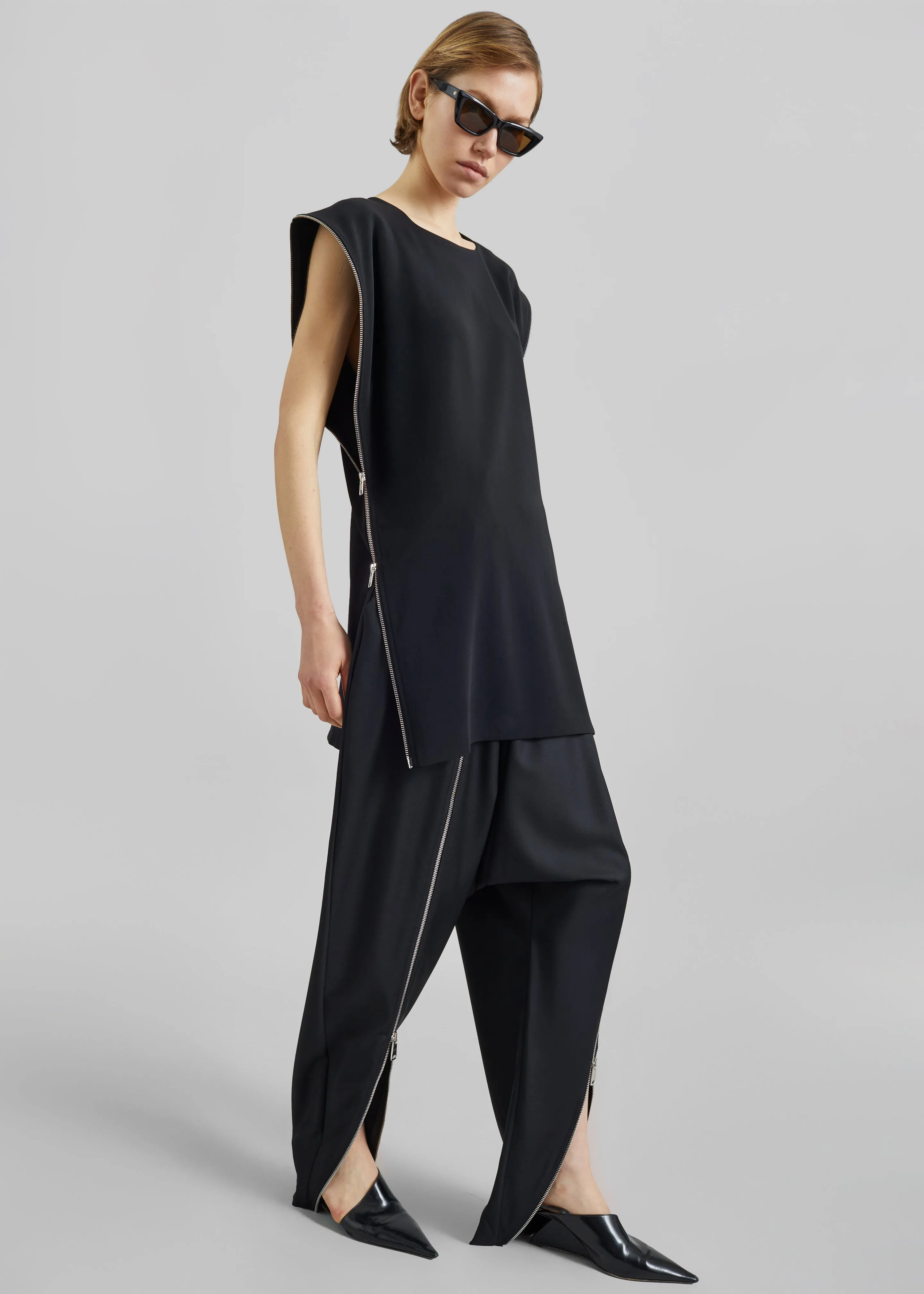 Bevza Zipper Tunic Top - Black sold by Frankie Shop product image thumbnail 2