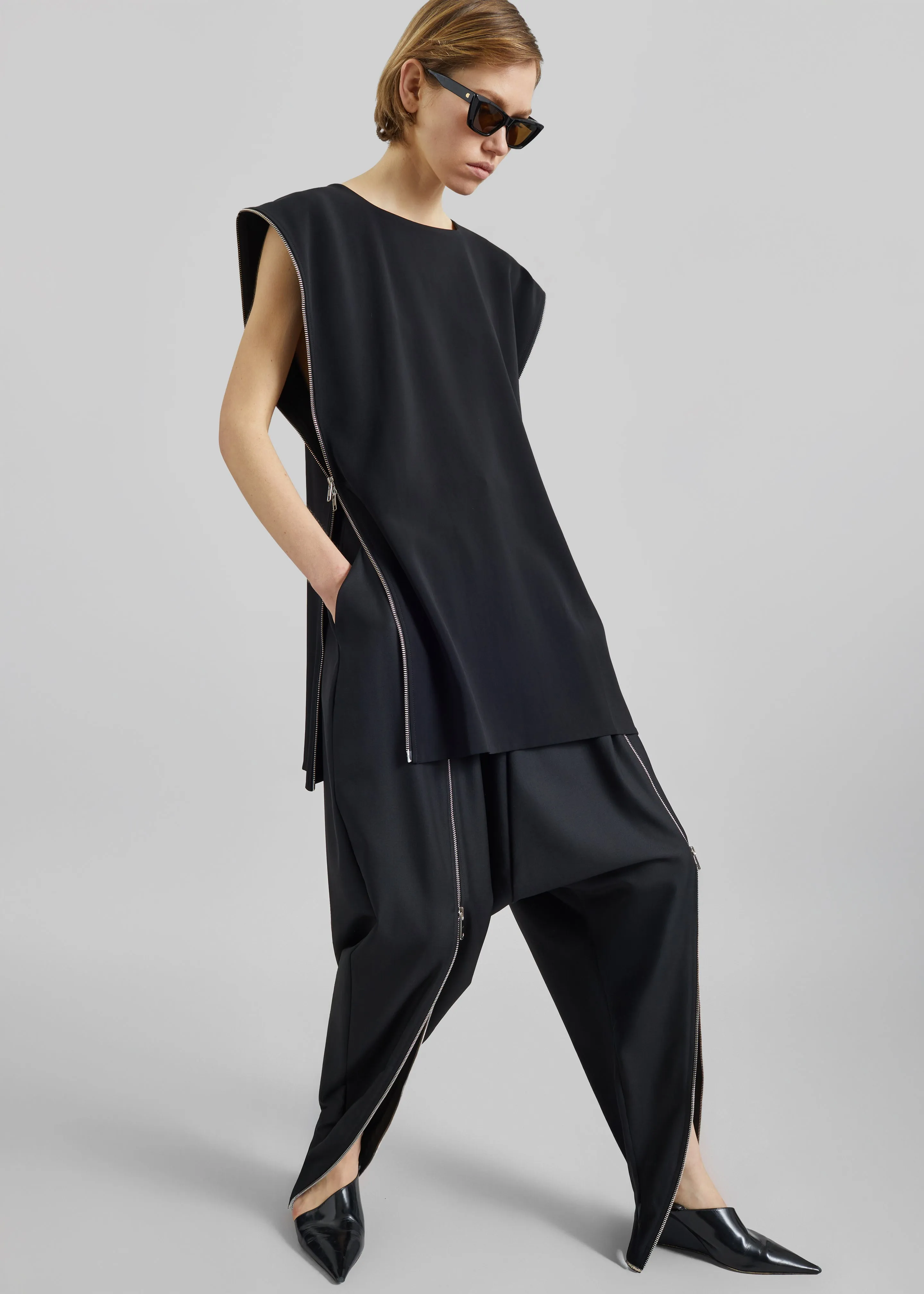 Bevza Zipper Tunic Top - Black sold by Frankie Shop product image thumbnail 4