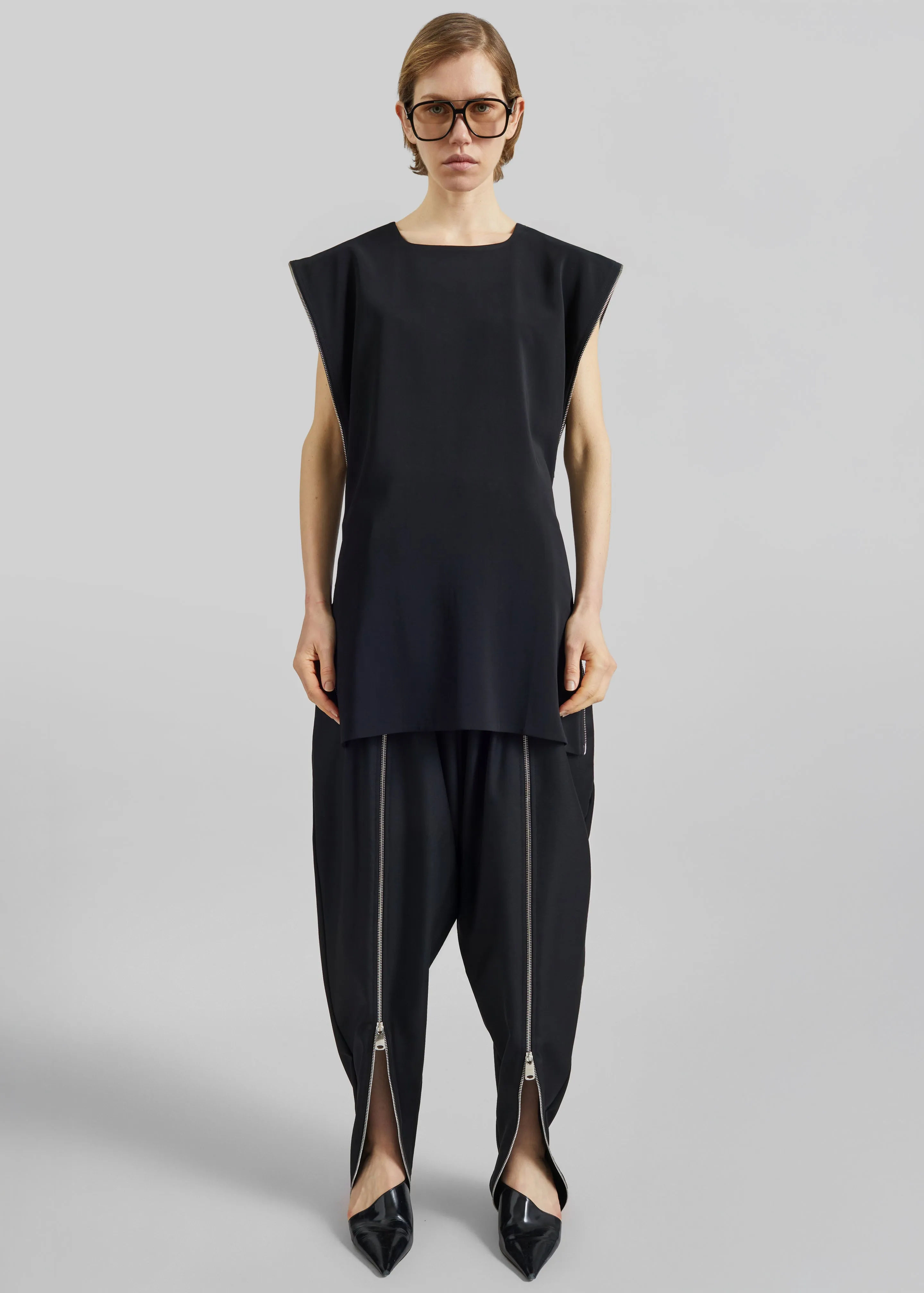 Bevza Zipper Tunic Top - Black sold by Frankie Shop product image thumbnail 5