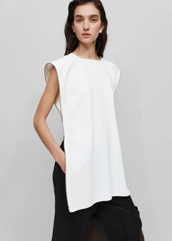 Bevza Zipper Tunic Top - White made by Bevza