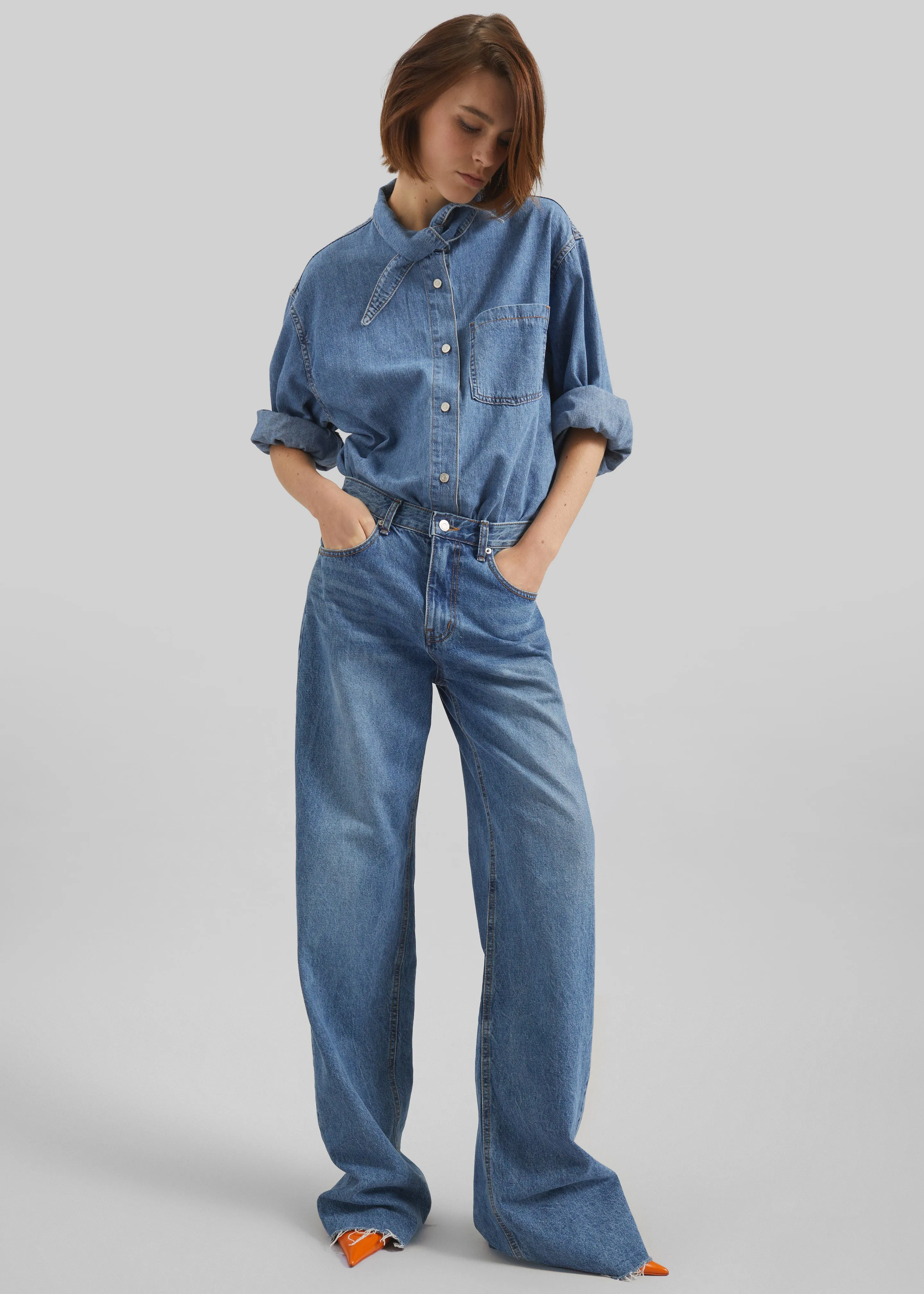 Varzy Denim Shirt - Medium Wash sold by Frankie Shop