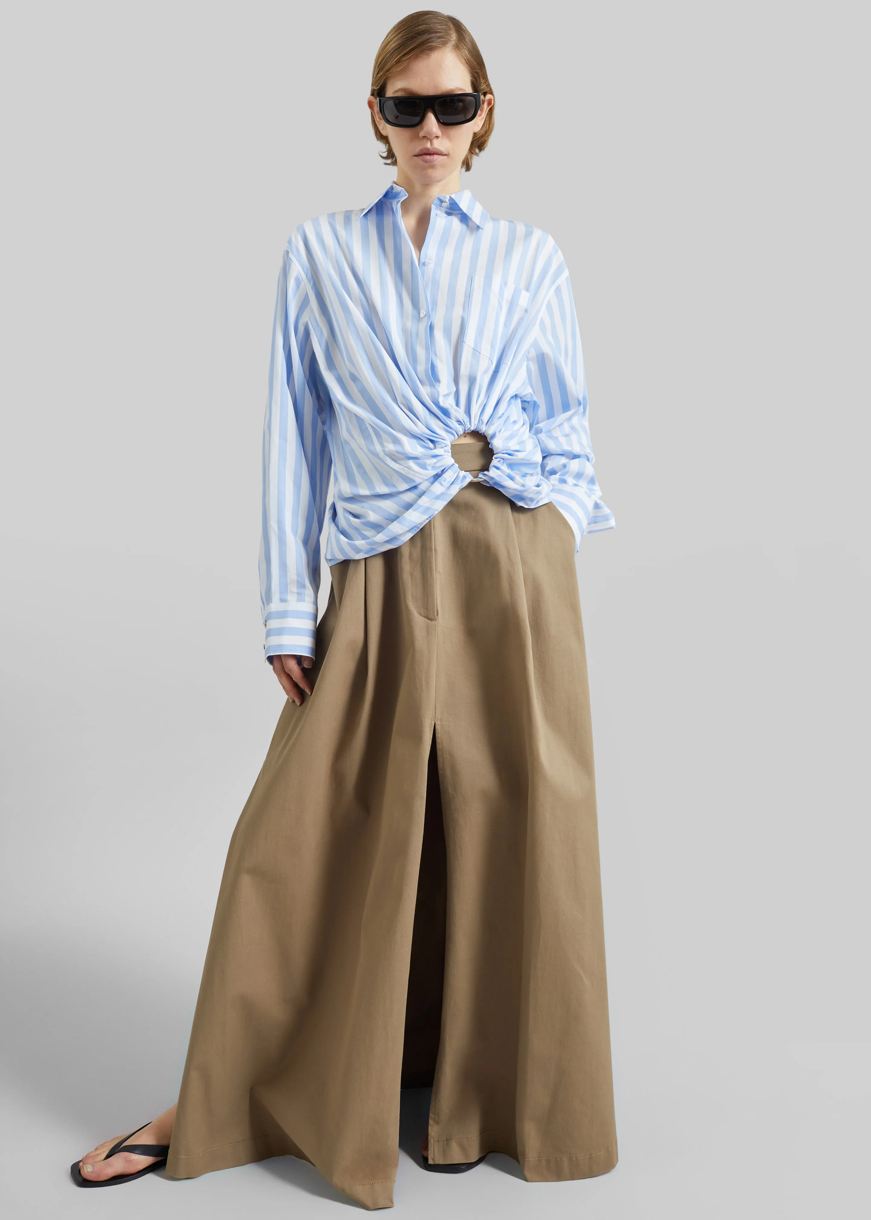Sportmax Palmizi Striped Poplin Shirt - Light Blue/White sold by Frankie Shop product image thumbnail 2