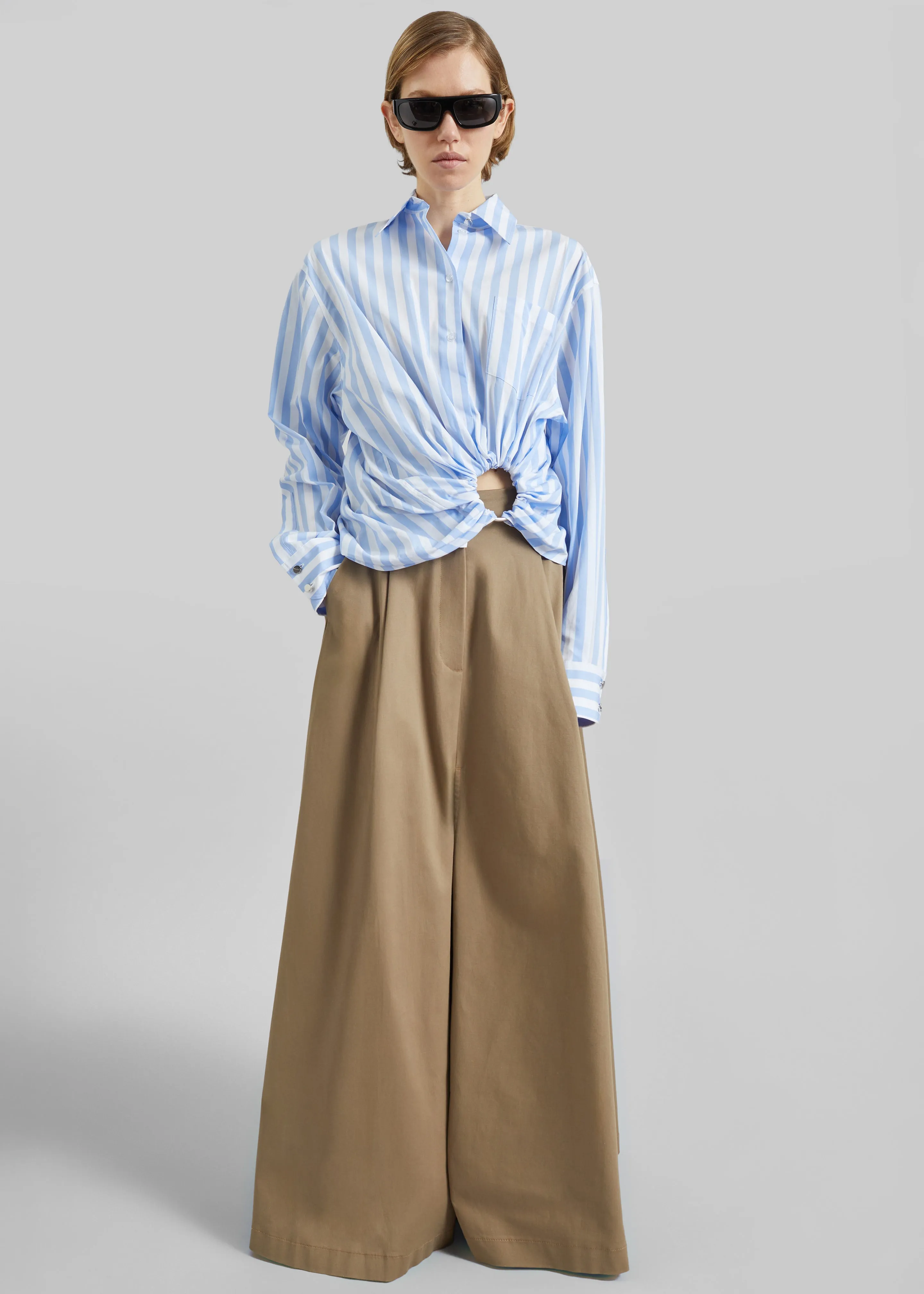 Sportmax Palmizi Striped Poplin Shirt - Light Blue/White sold by Frankie Shop product image thumbnail 5