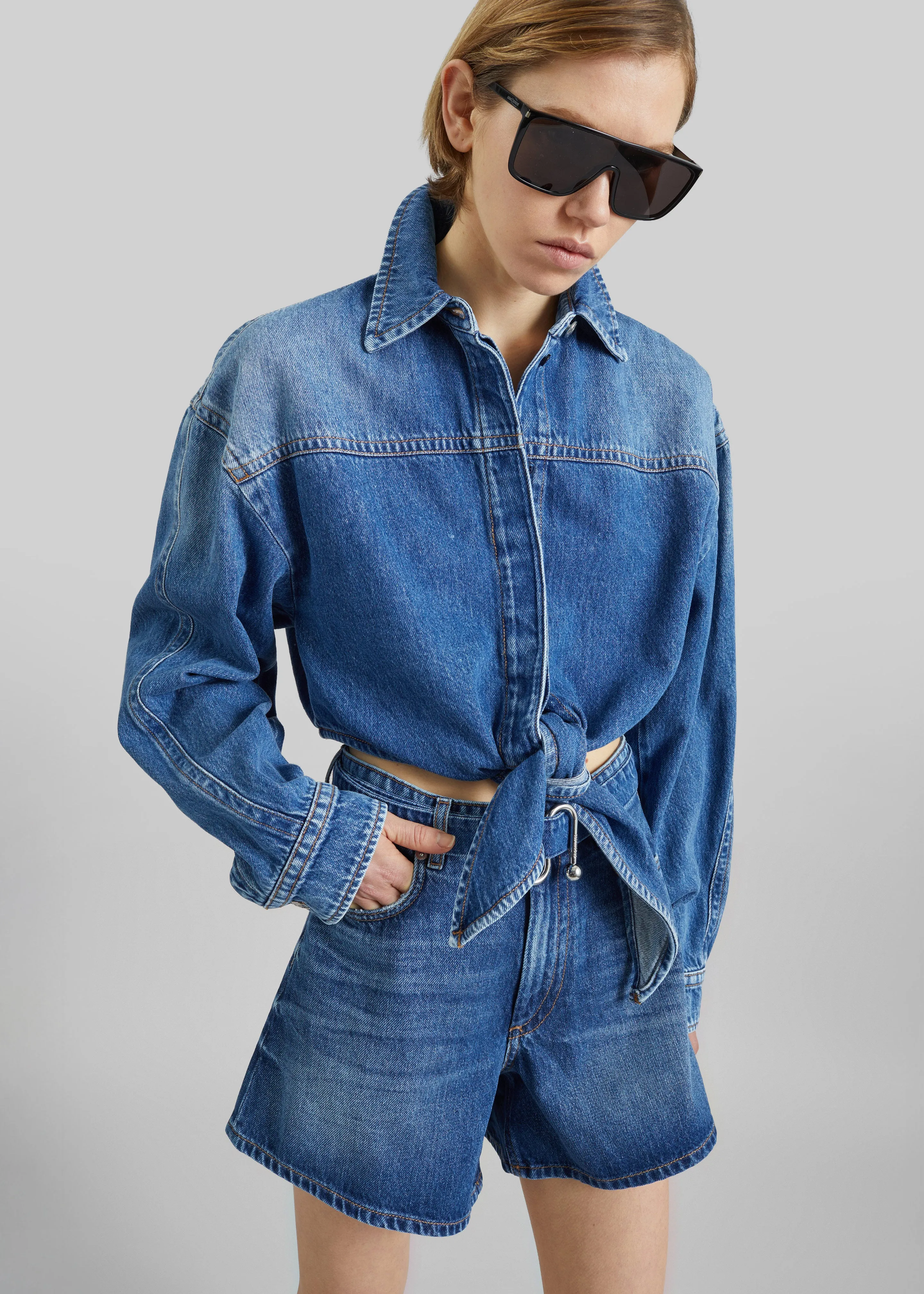 Sportmax Pevera Denim Shirt - Midnight Blue sold by Frankie Shop product image thumbnail 5