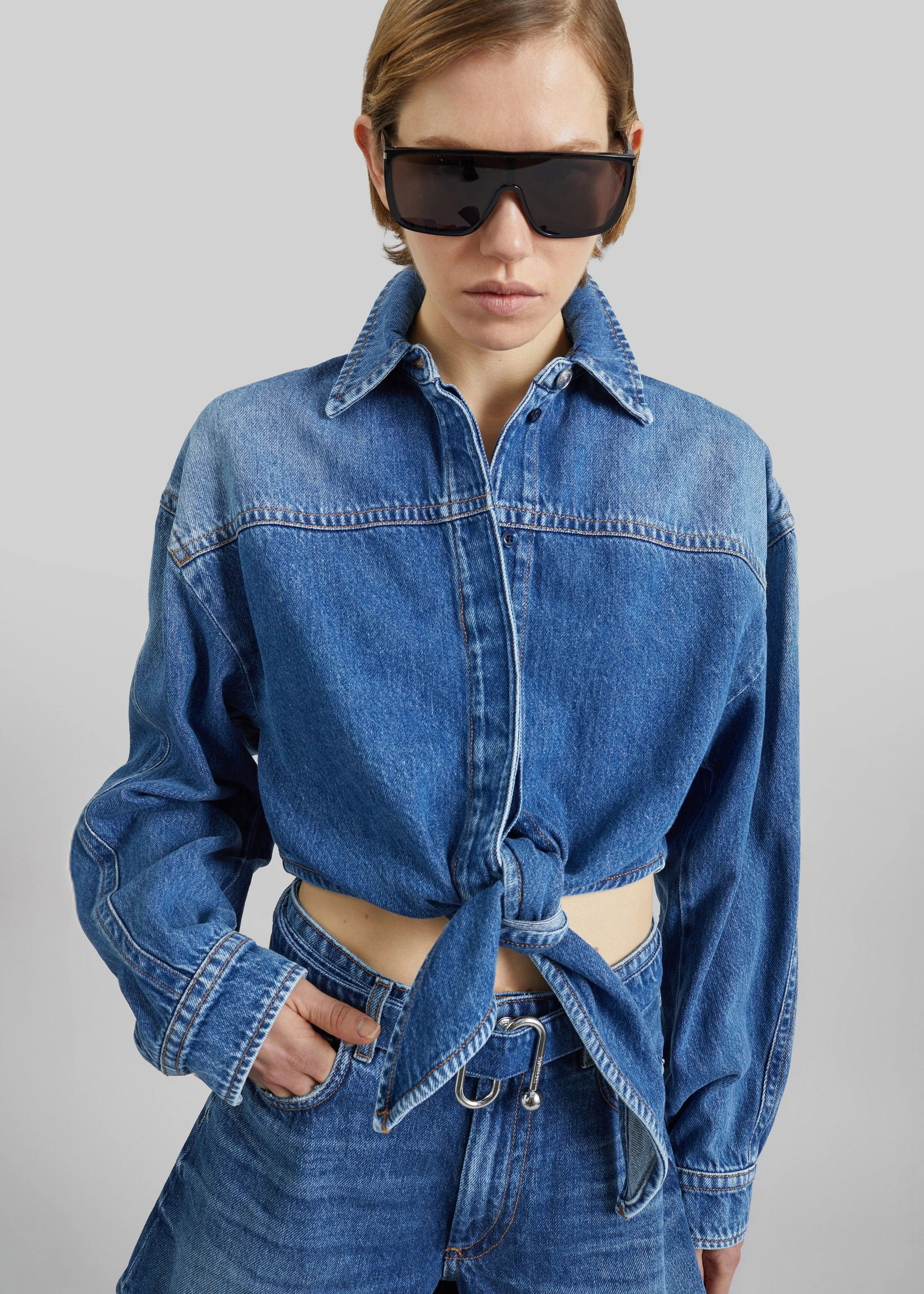 Sportmax Pevera Denim Shirt - Midnight Blue sold by Frankie Shop product image thumbnail 3