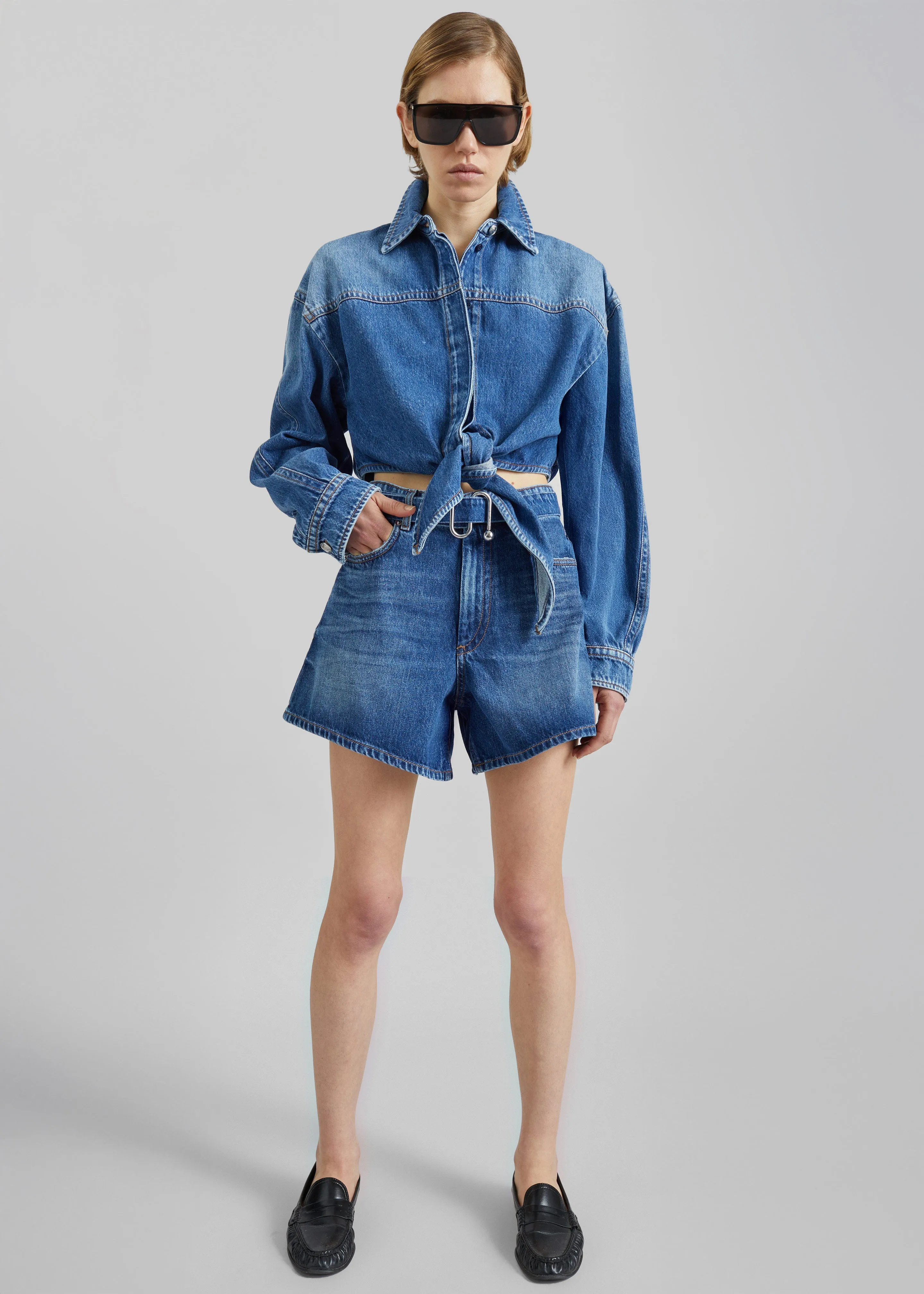 Sportmax Pevera Denim Shirt - Midnight Blue sold by Frankie Shop product image thumbnail 4
