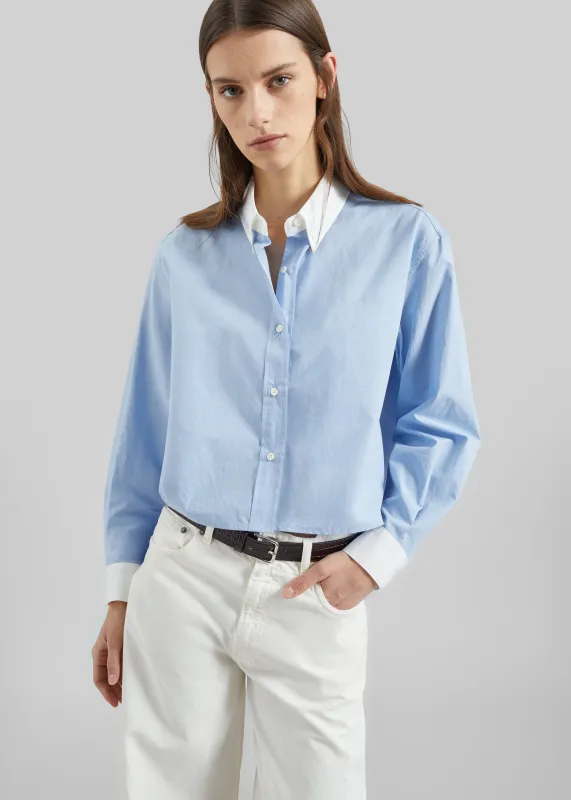 Aix Cropped Boxy Shirt - Sky Blue made by Frankie Shop