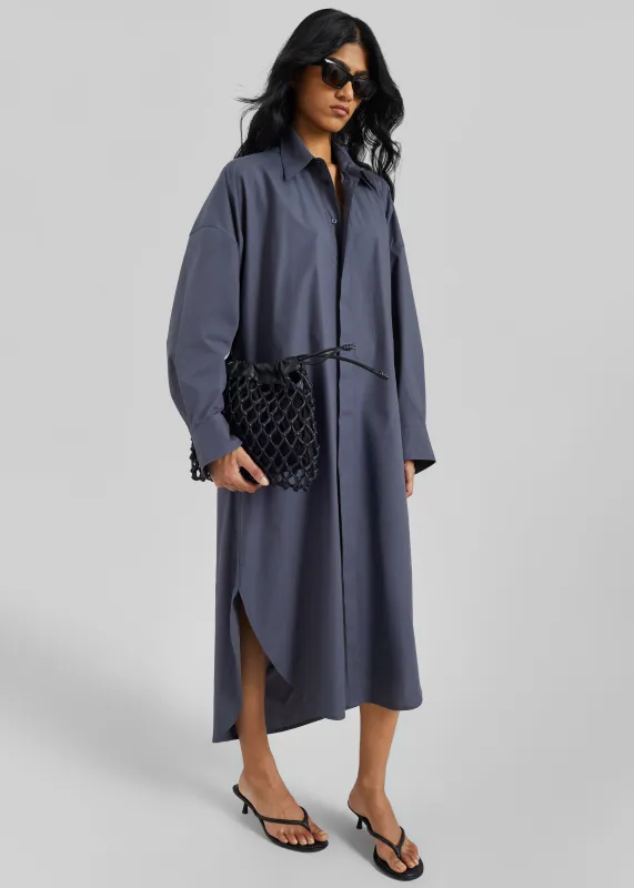 Bloom Organic Cotton Shirt Dress - Charcoal made by Frankie Shop