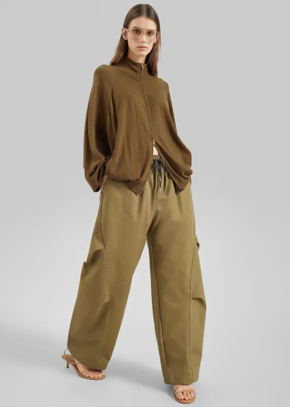 Tulsa Curved Pants - Dark Olive made by Frankie Shop