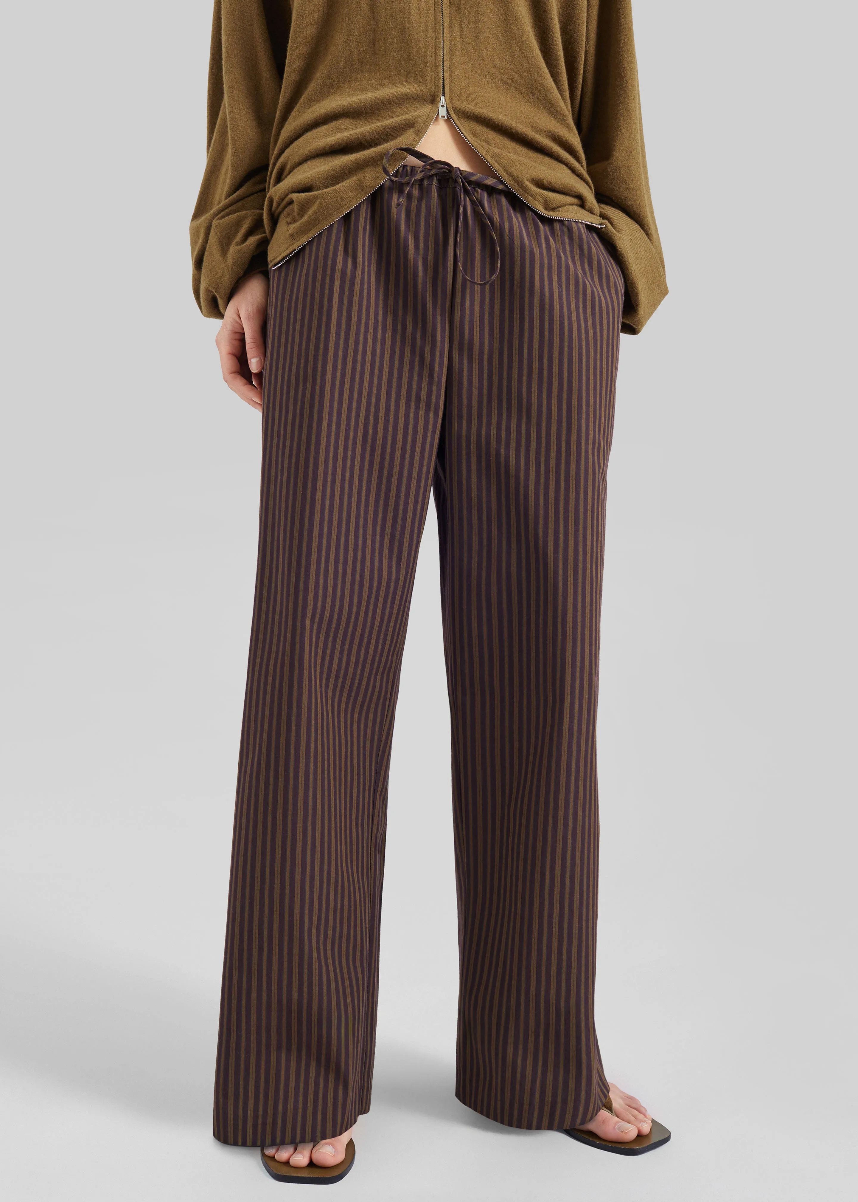 Seia Cotton Drawstring Pants - Burgundy Stripe sold by Frankie Shop product image thumbnail 4