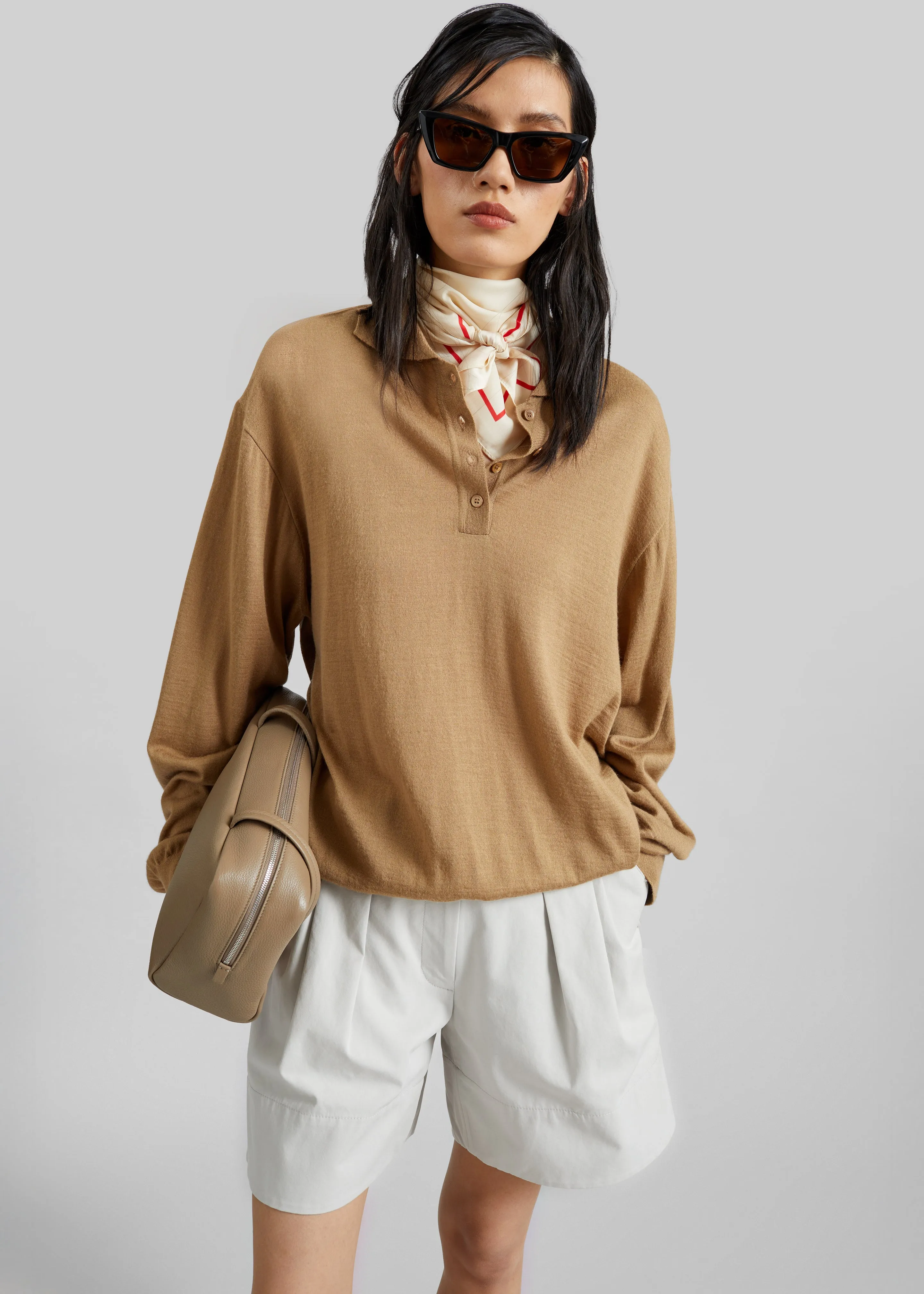 Low Classic Tuck Point Turn-Up Shorts - Light Grey sold by Frankie Shop product image thumbnail 4