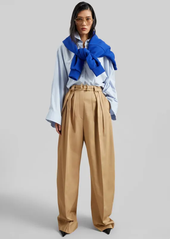 Sportmax Idoneo Oversized Gabardine Trousers - Biscuit made by Sportmax