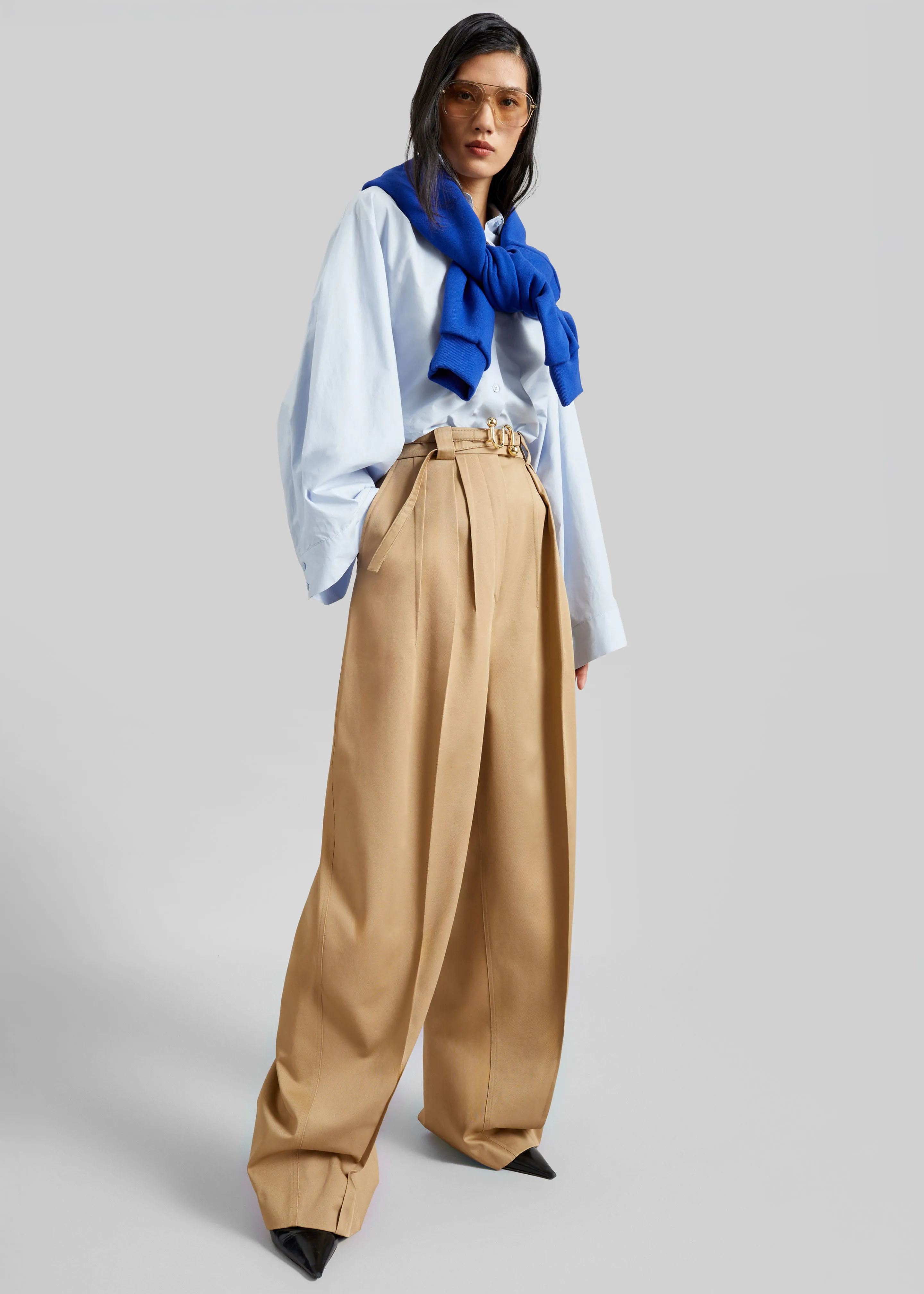 Sportmax Idoneo Oversized Gabardine Trousers - Biscuit sold by Frankie Shop product image thumbnail 4