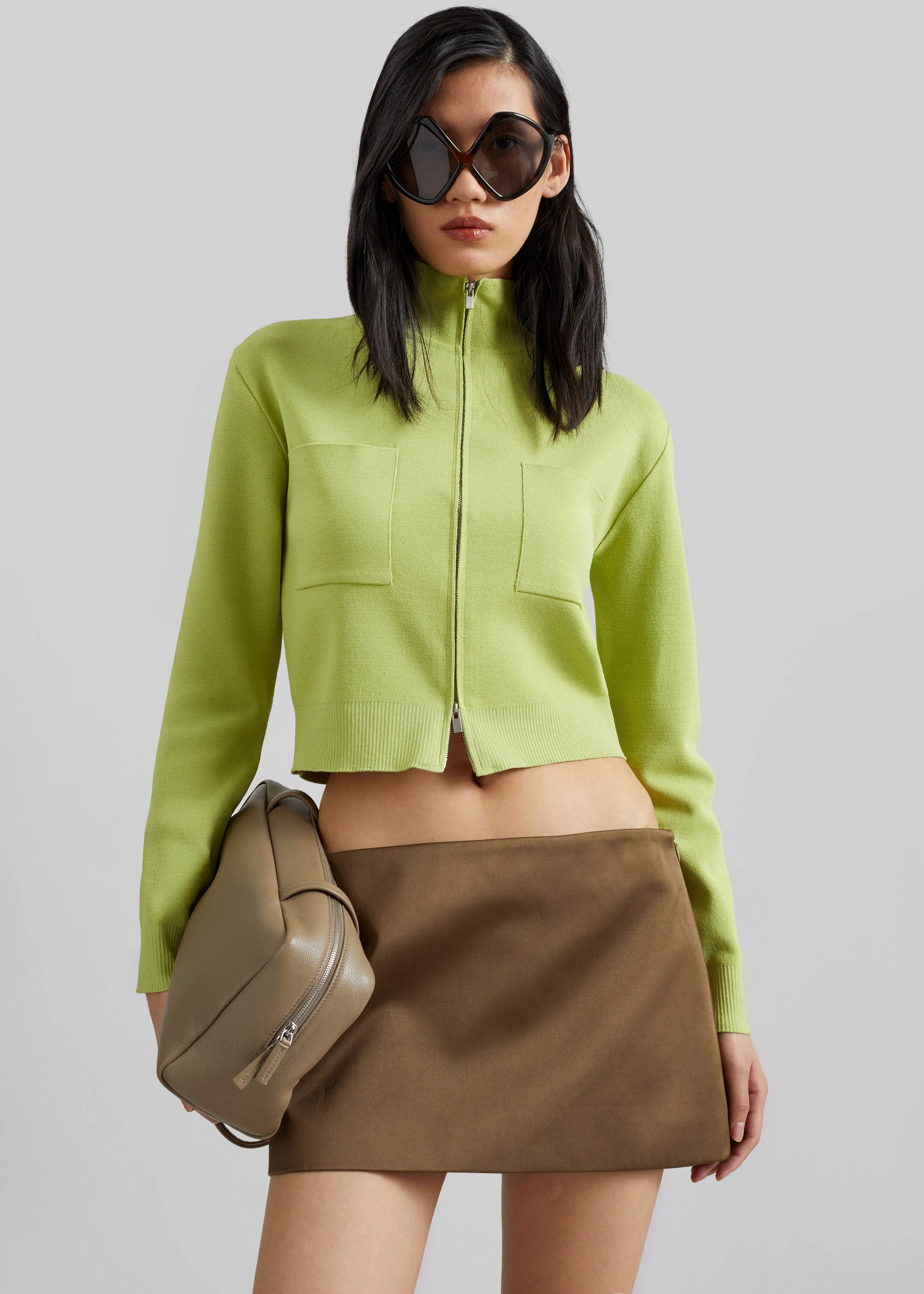 Juilly Knit Zip Cardigan - Lime sold by Frankie Shop