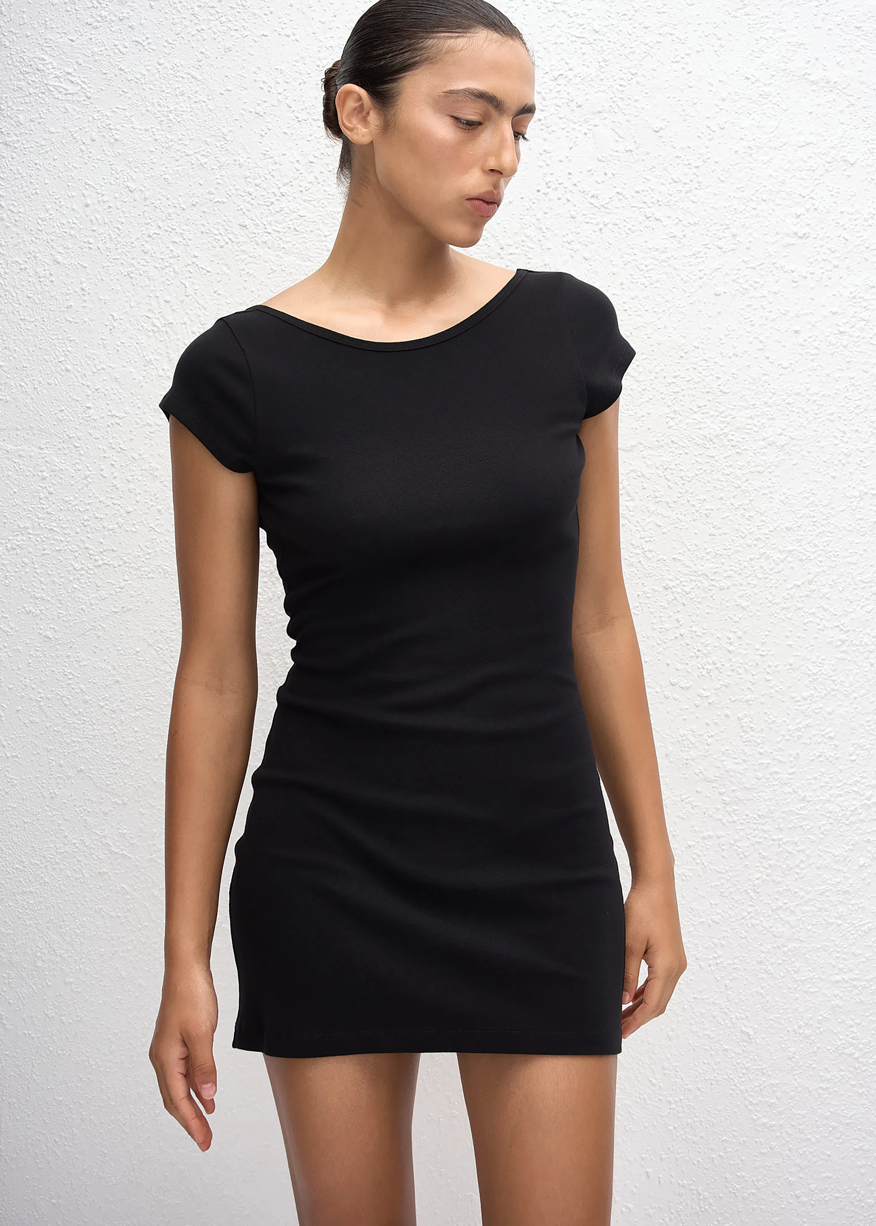 Matteau Low Back Mini Tee Dress - Black sold by Frankie Shop