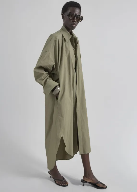 Bloom Organic Cotton Shirt Dress - Olive made by Frankie Shop