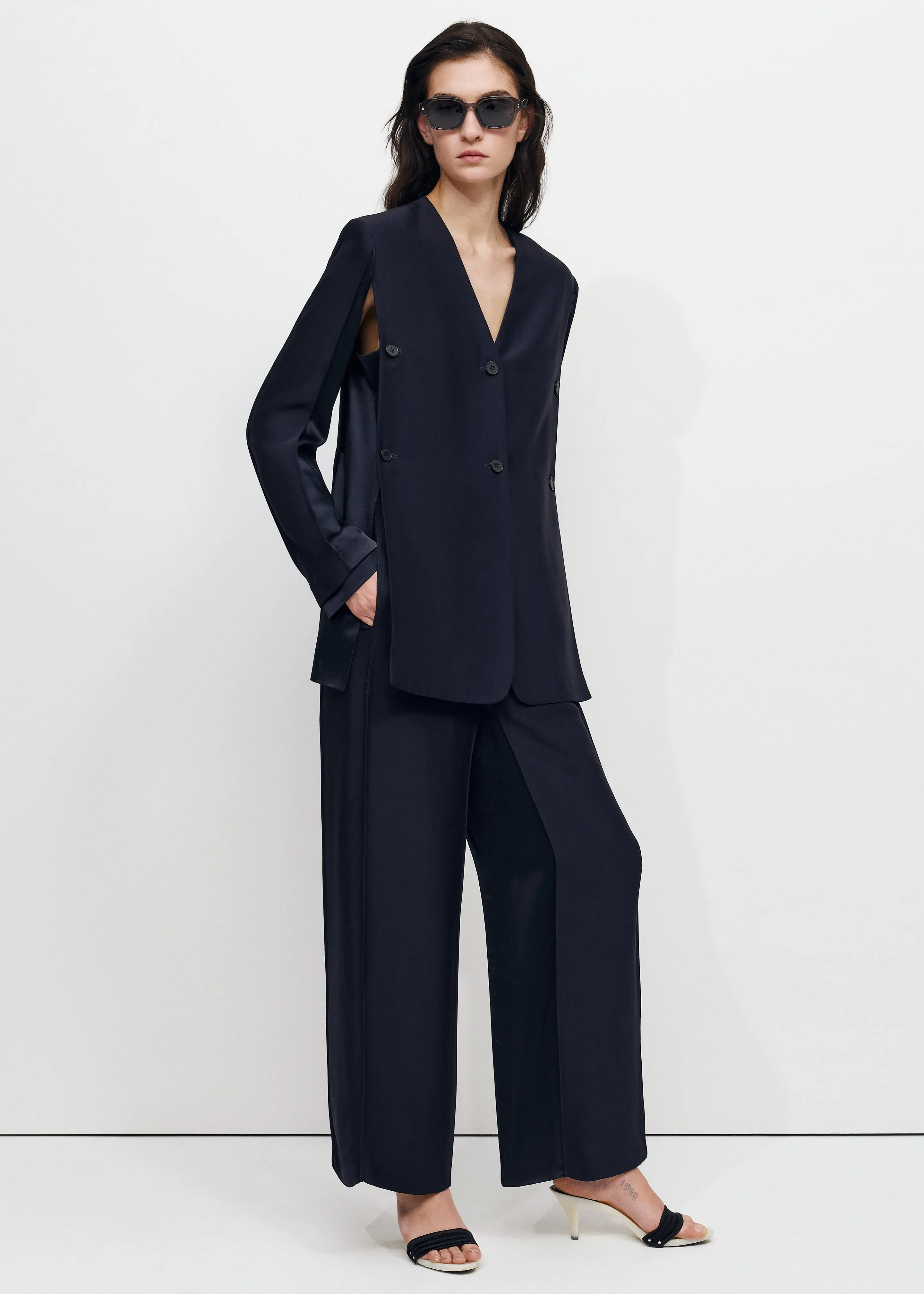 Bevza Wide Leg Culottes - Dark Ink Navy sold by Frankie Shop product image thumbnail 3