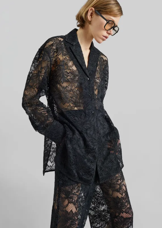 Sportmax Cachi Floral Lace Shirt - Black made by Sportmax