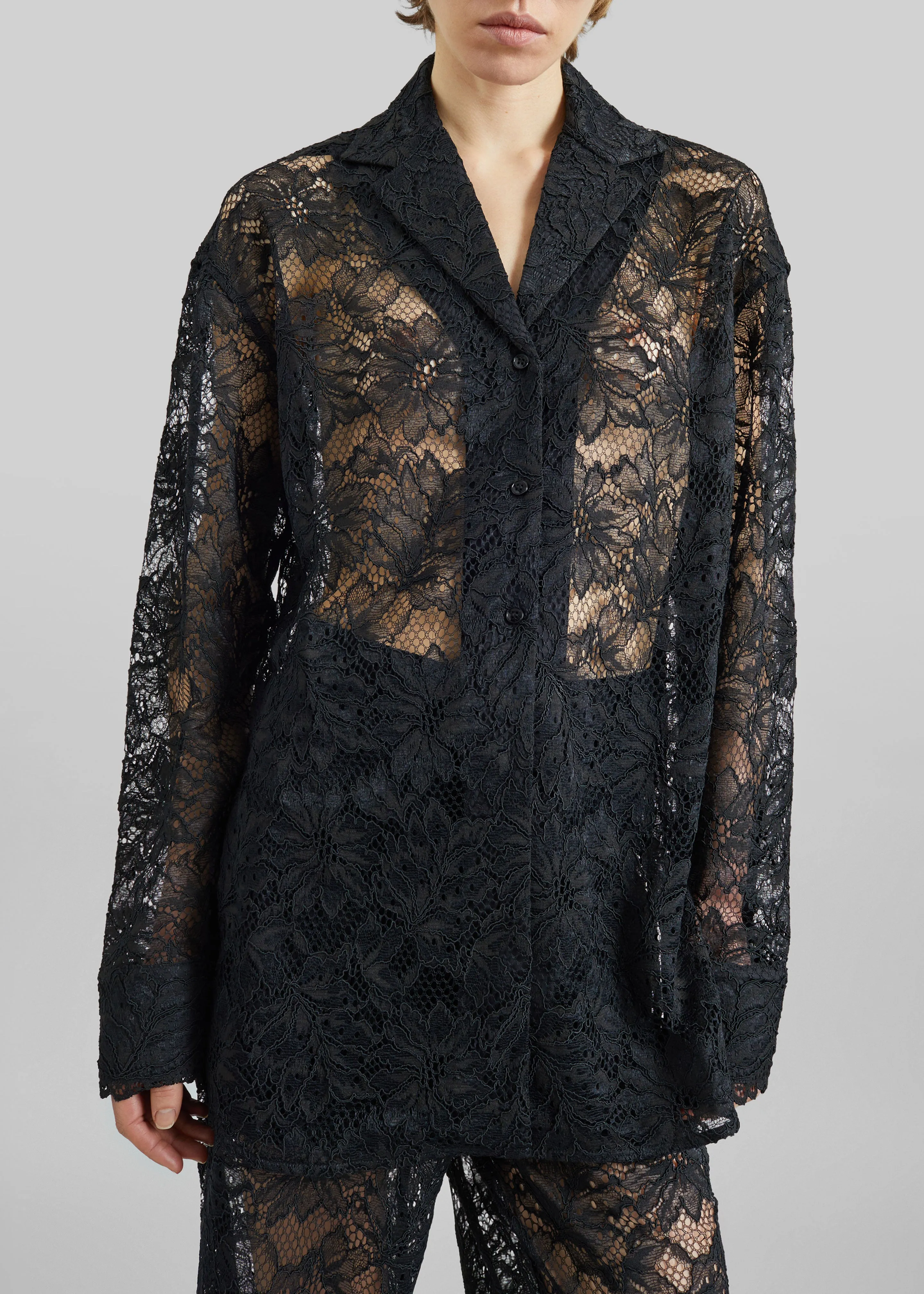 Sportmax Cachi Floral Lace Shirt - Black sold by Frankie Shop product image thumbnail 4