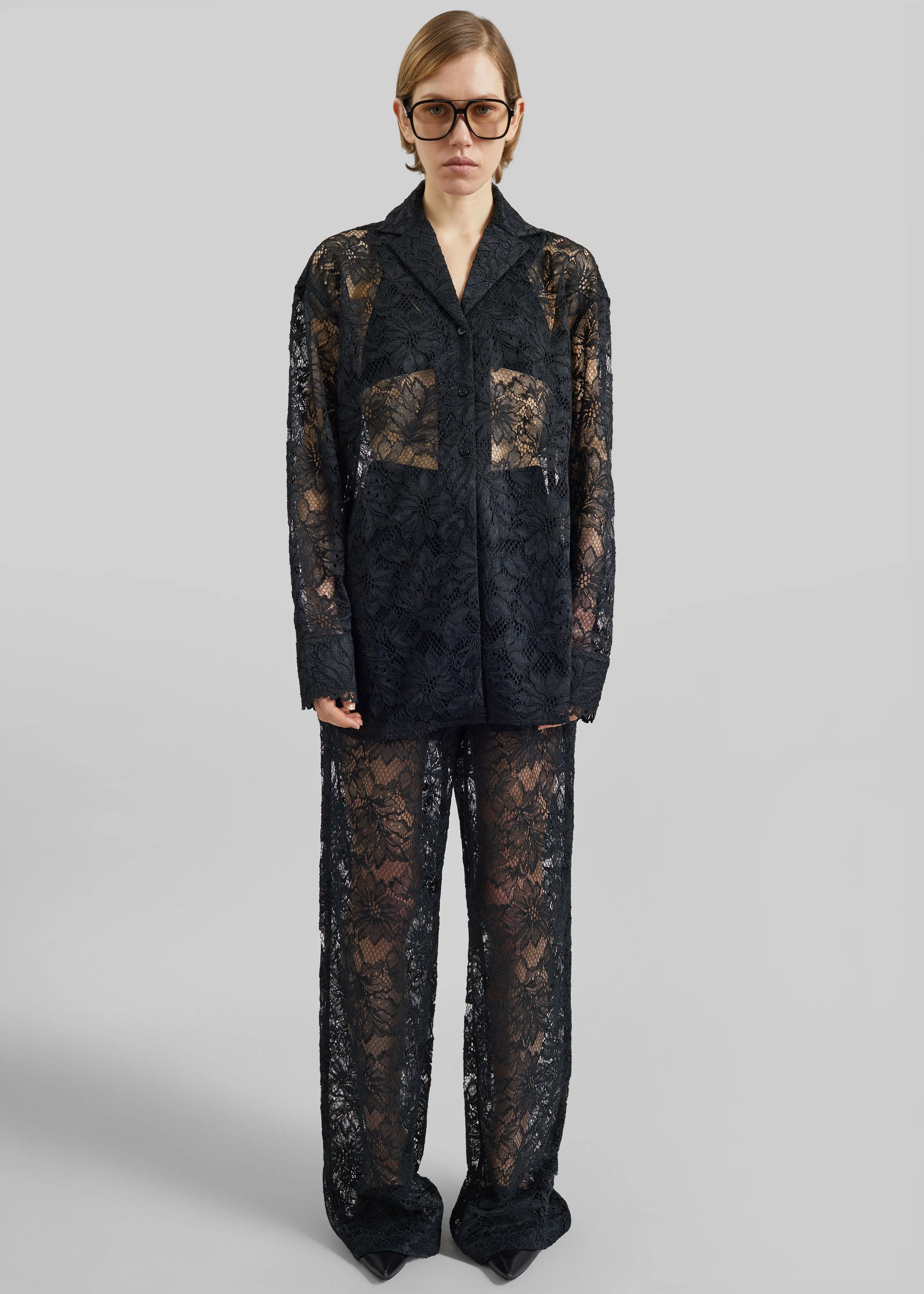 Sportmax Cachi Floral Lace Shirt - Black sold by Frankie Shop product image thumbnail 3