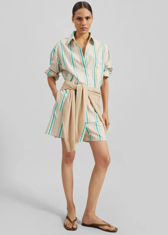 Peri Fluid Shirt - Beige Multi Stripe made by Frankie Shop