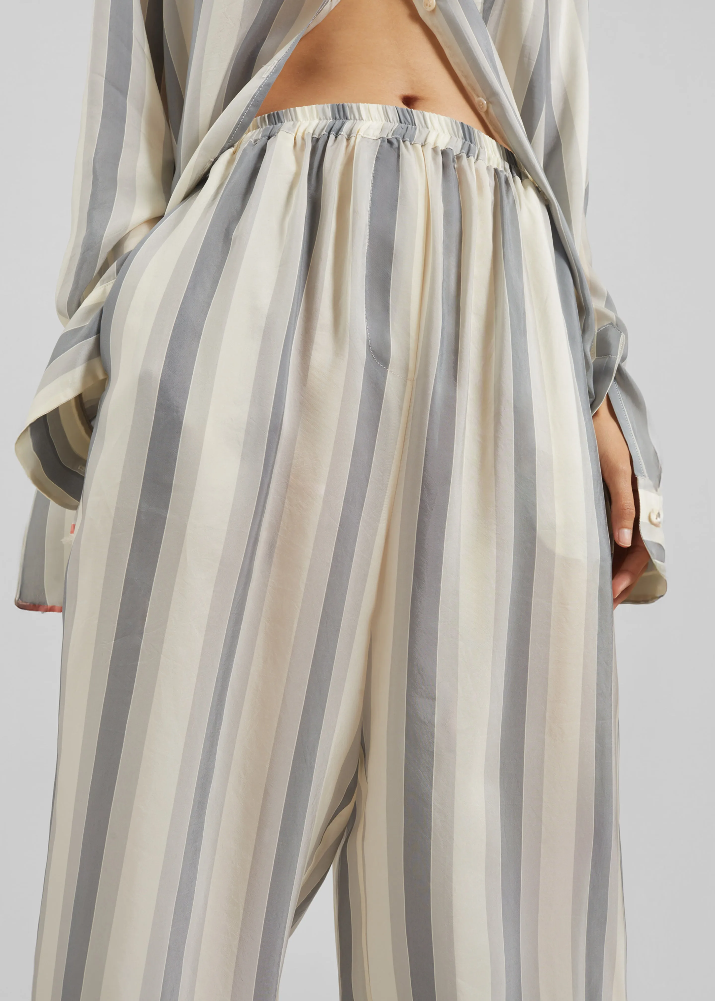 Baxter Sheer Fluid Track Pants - White/Grey Stripe sold by Frankie Shop product image thumbnail 5