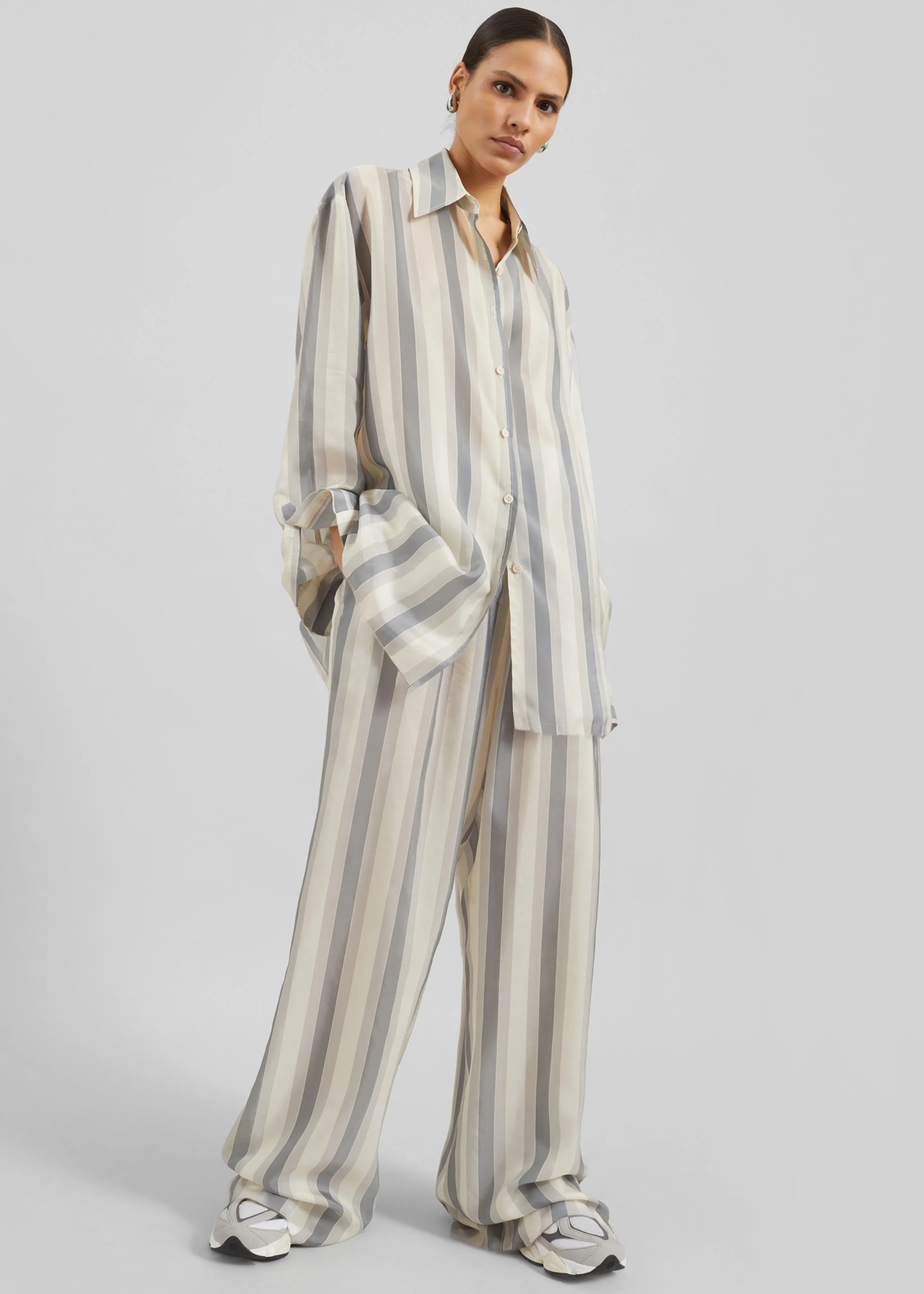 Peri Fluid Shirt - White/Grey Stripe sold by Frankie Shop product image thumbnail 5