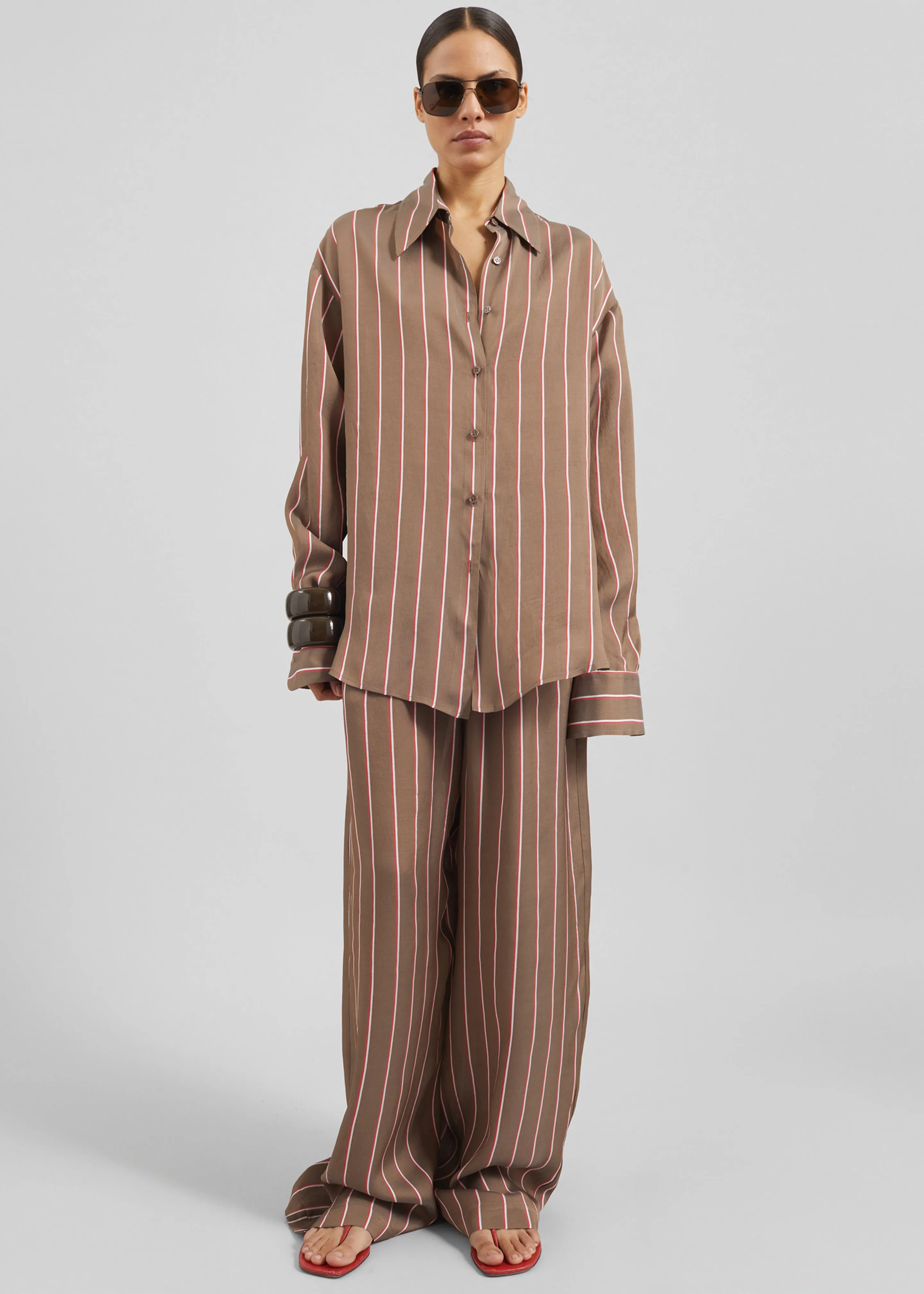 Peri Fluid Shirt - Brown Multi Stripe sold by Frankie Shop product image thumbnail 5