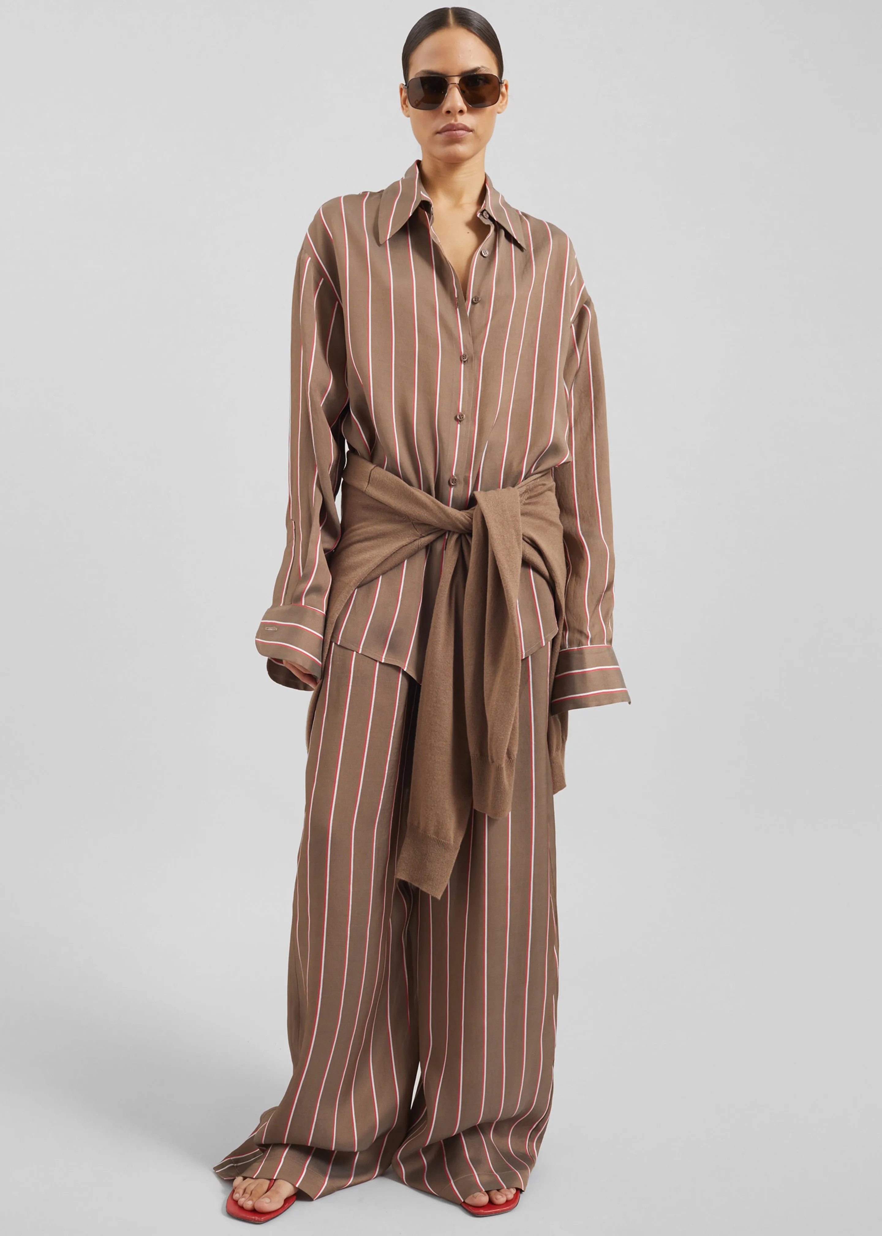 Peri Fluid Shirt - Brown Multi Stripe sold by Frankie Shop product image thumbnail 2