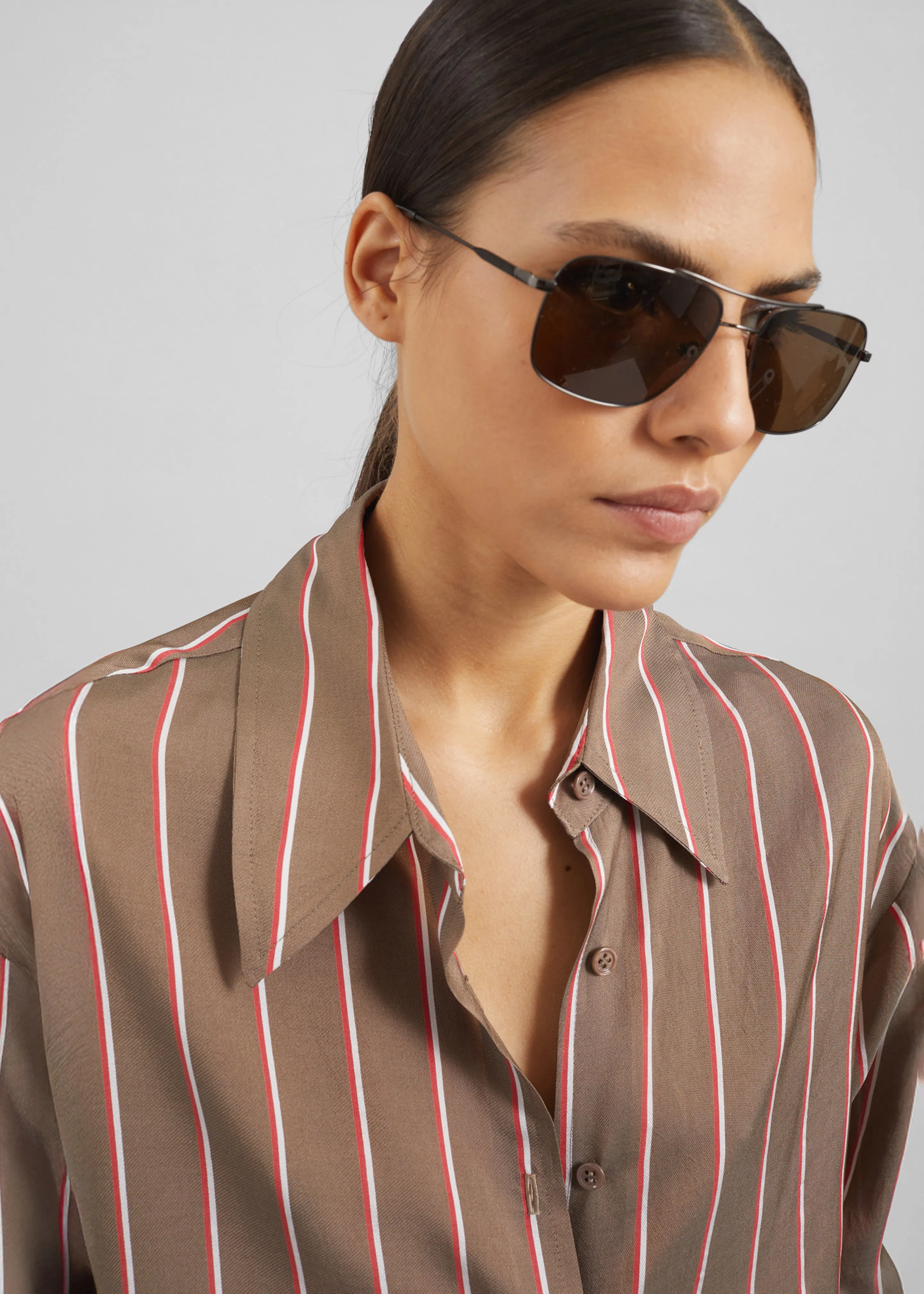Peri Fluid Shirt - Brown Multi Stripe sold by Frankie Shop product image thumbnail 3