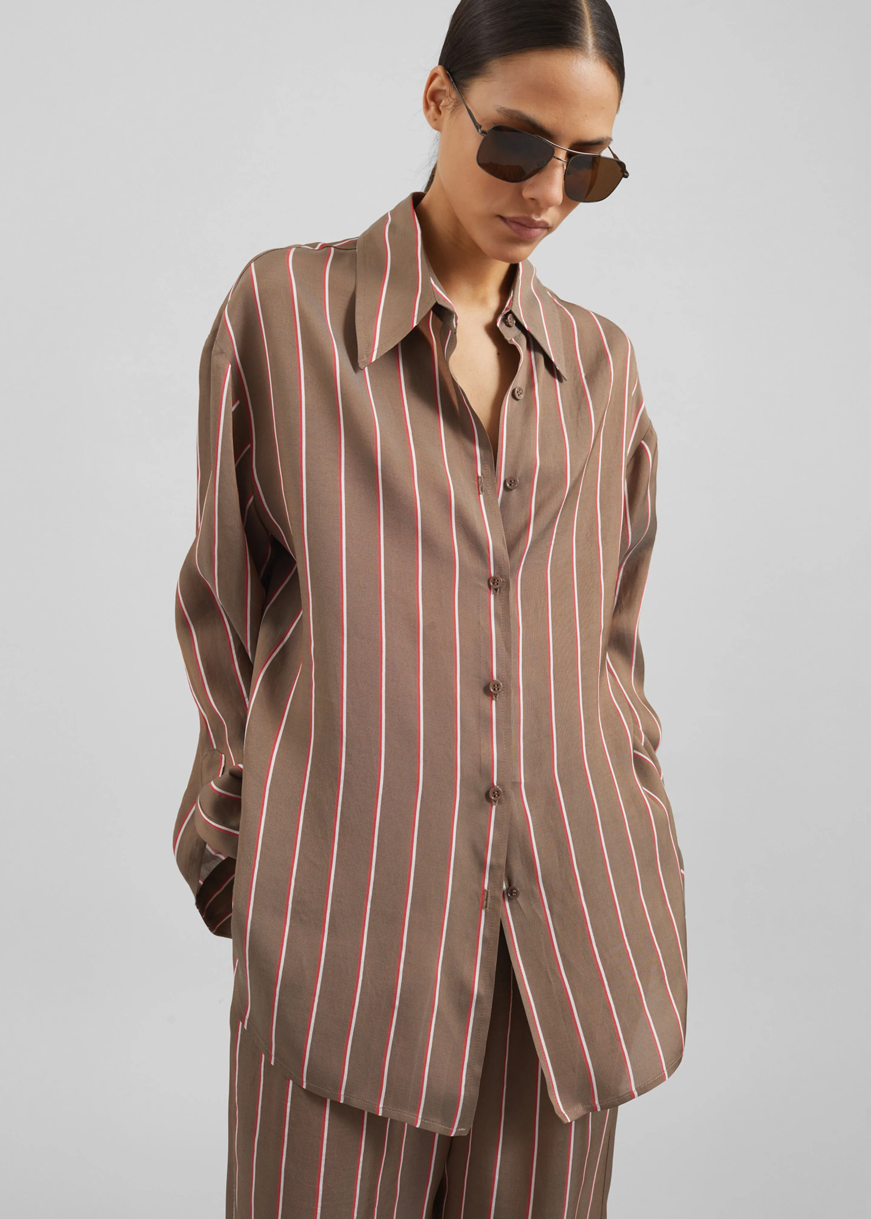 Peri Fluid Shirt - Brown Multi Stripe sold by Frankie Shop product image thumbnail 4