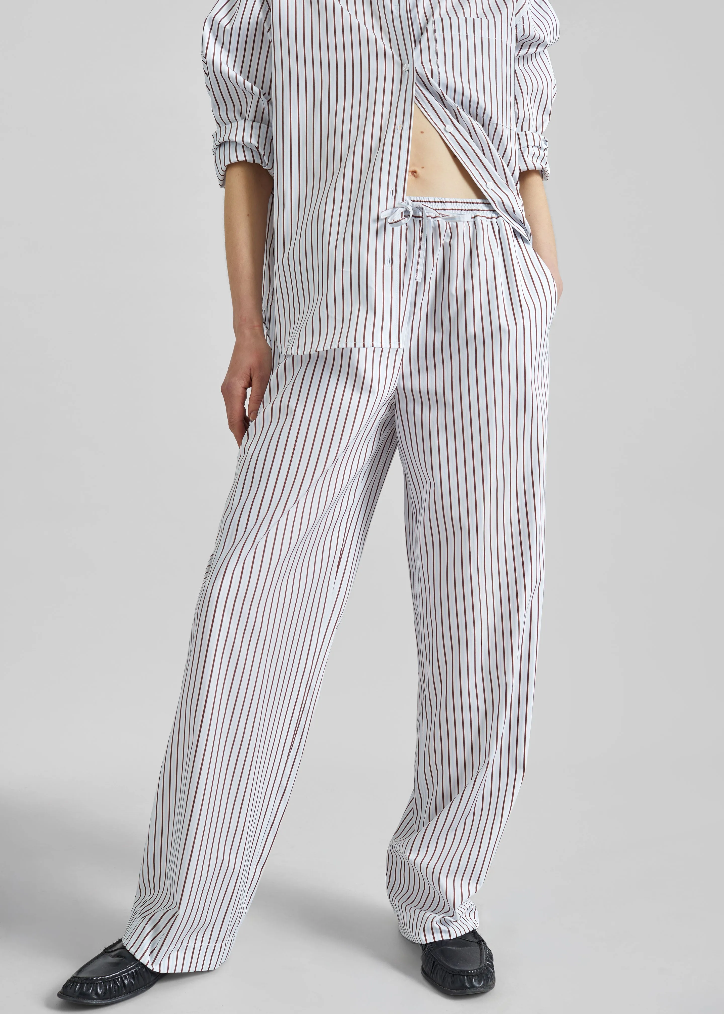 Loulou de Saison Cisco Striped Cotton Trousers - Dark Red/Light Blue sold by Frankie Shop product image thumbnail 2
