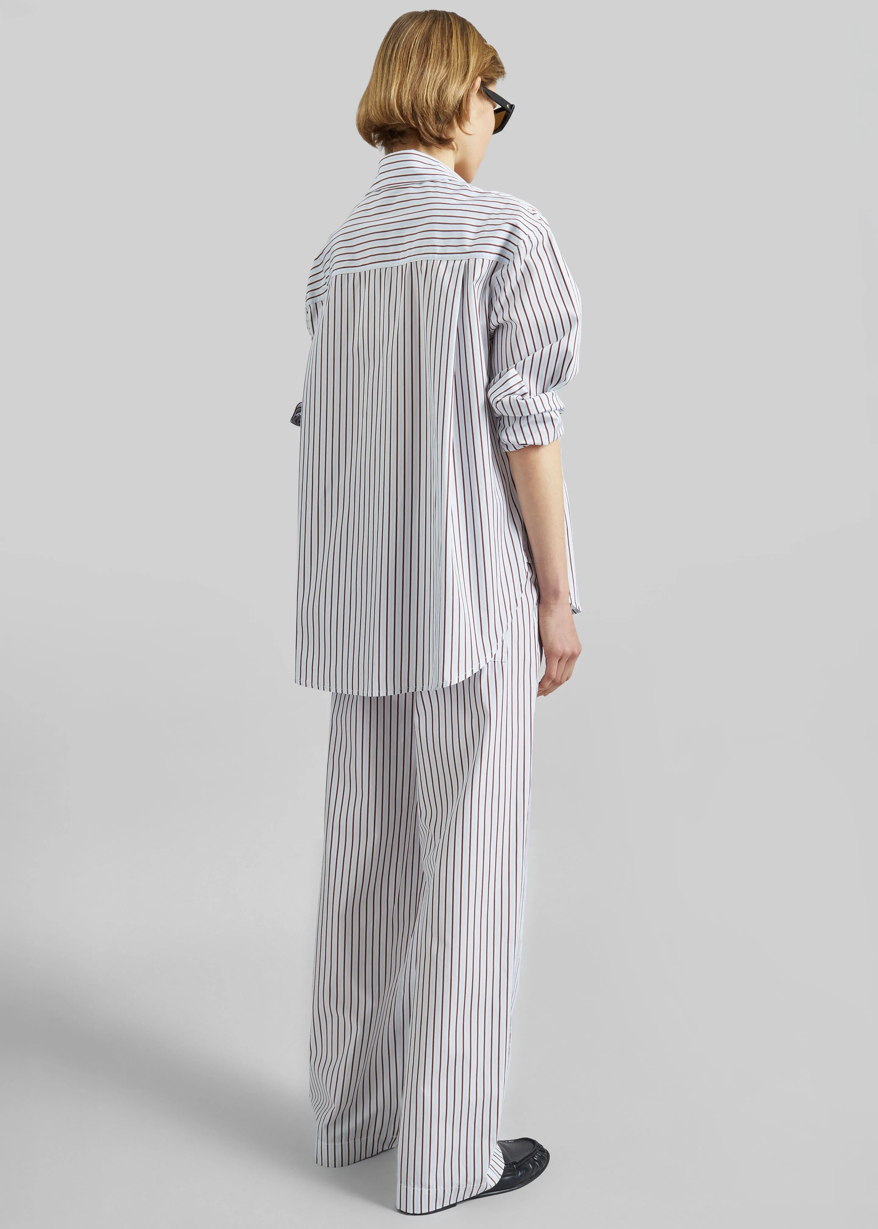 Loulou de Saison Cisco Striped Cotton Trousers - Dark Red/Light Blue sold by Frankie Shop product image thumbnail 4