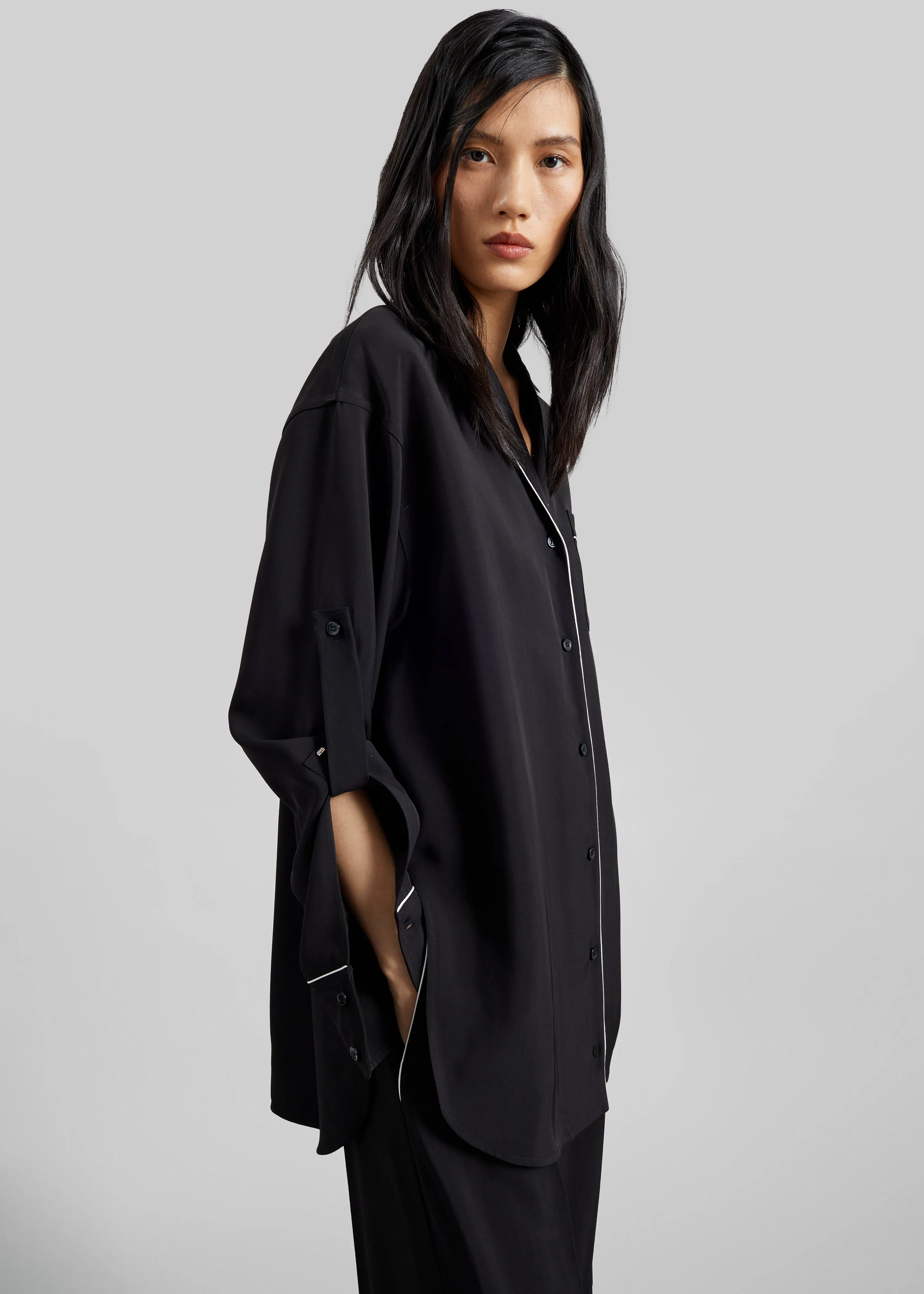 Sportmax Cocco Satin Overshirt - Black sold by Frankie Shop product image thumbnail 5