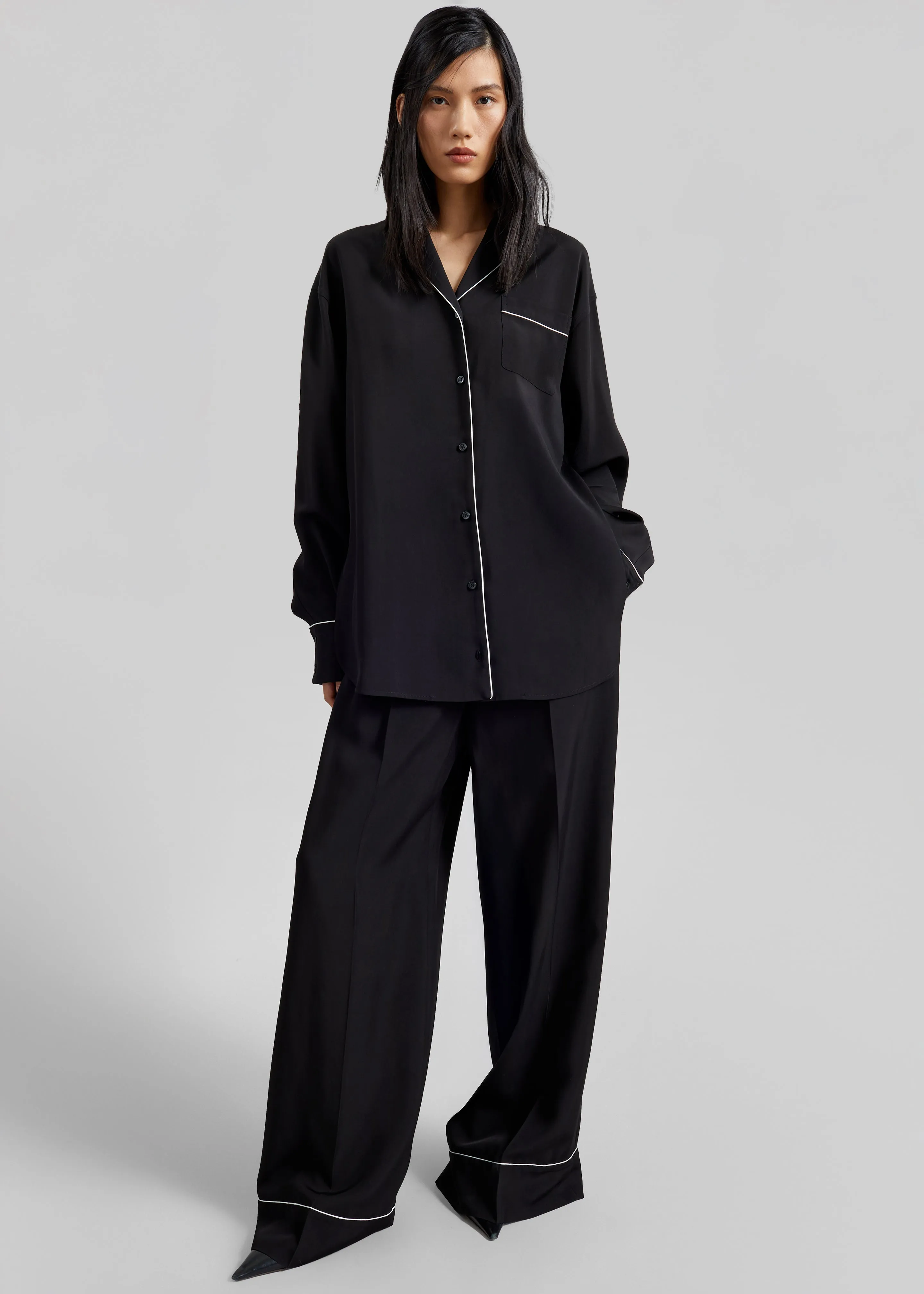 Sportmax Cocco Satin Overshirt - Black sold by Frankie Shop product image thumbnail 2