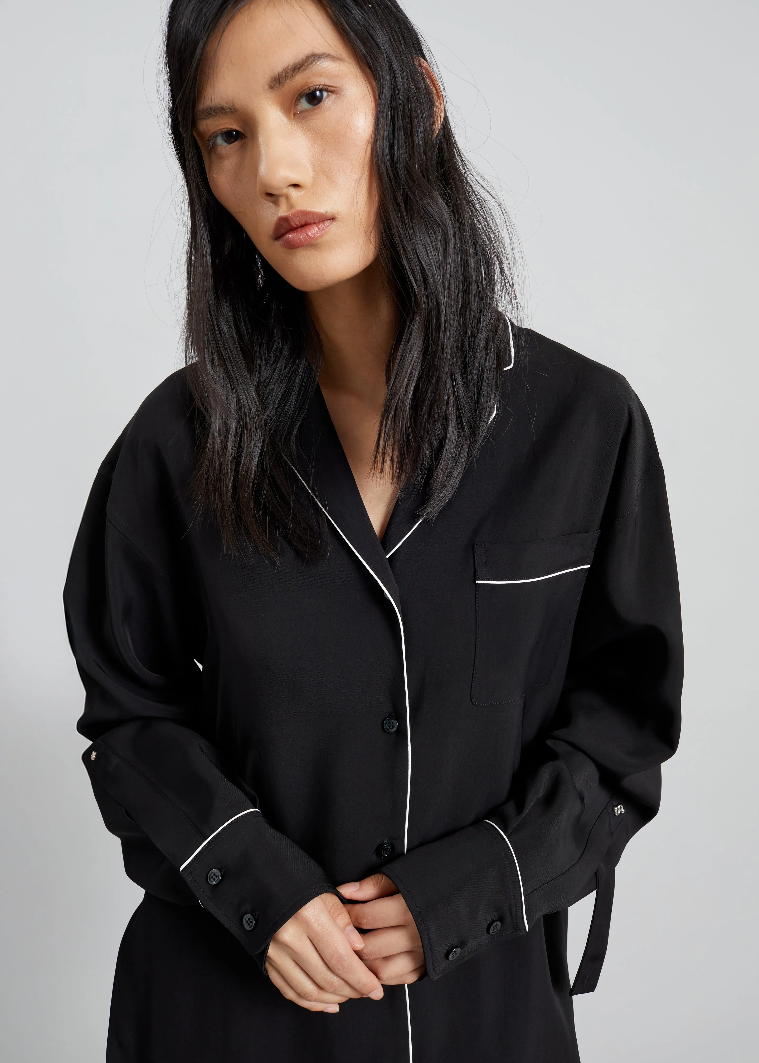 Sportmax Cocco Satin Overshirt - Black sold by Frankie Shop product image thumbnail 3
