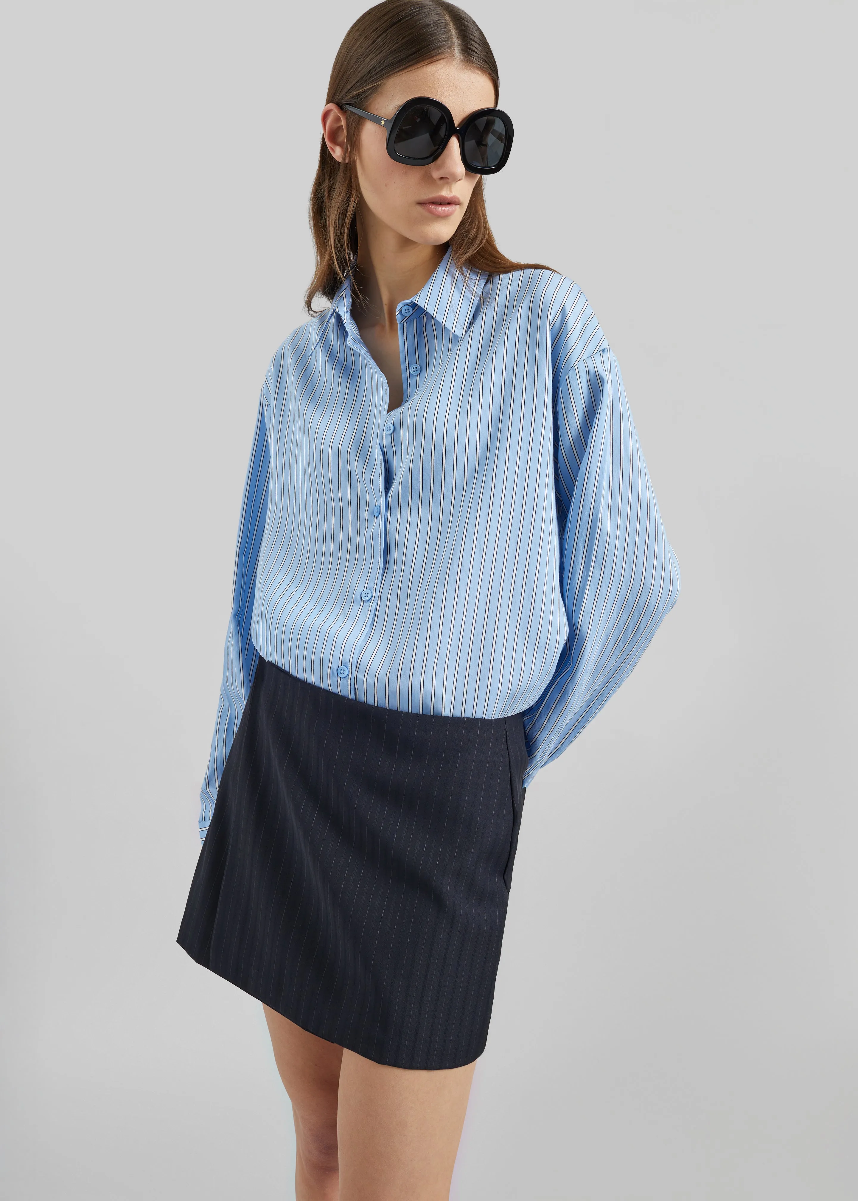 Narah Mini Skirt - Navy/White Pinstripe sold by Frankie Shop product image thumbnail 3