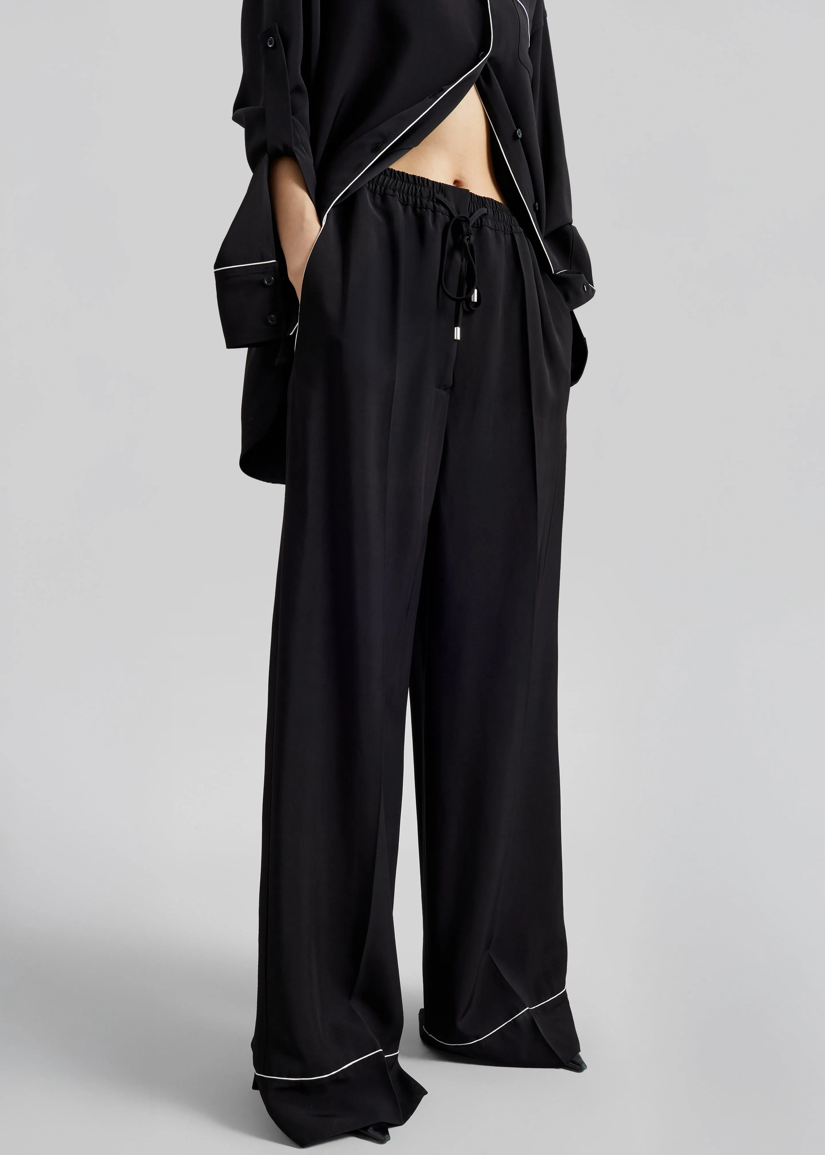 Sportmax Rivetto Satin Joggers - Black sold by Frankie Shop product image thumbnail 5