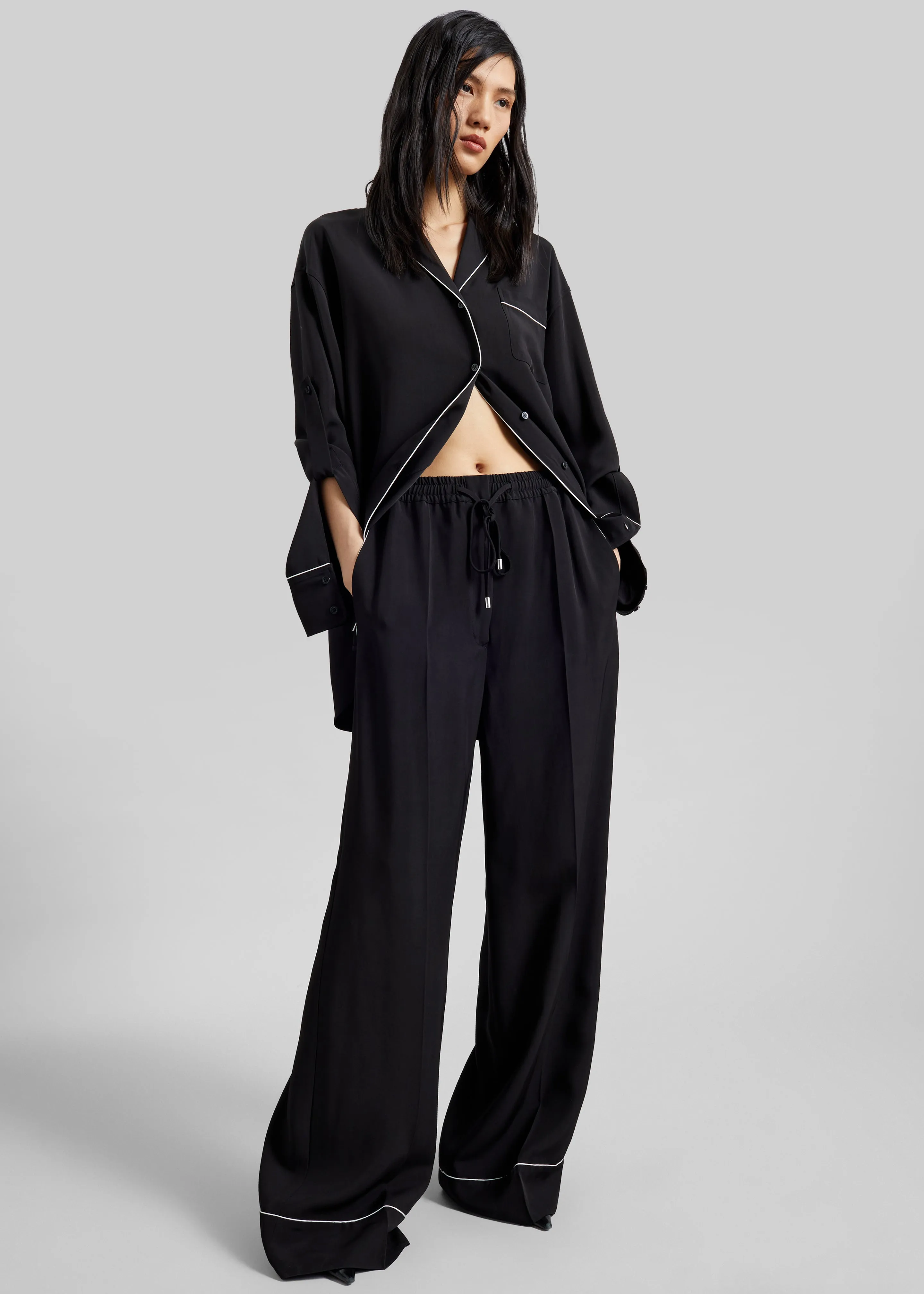 Sportmax Rivetto Satin Joggers - Black sold by Frankie Shop product image thumbnail 3
