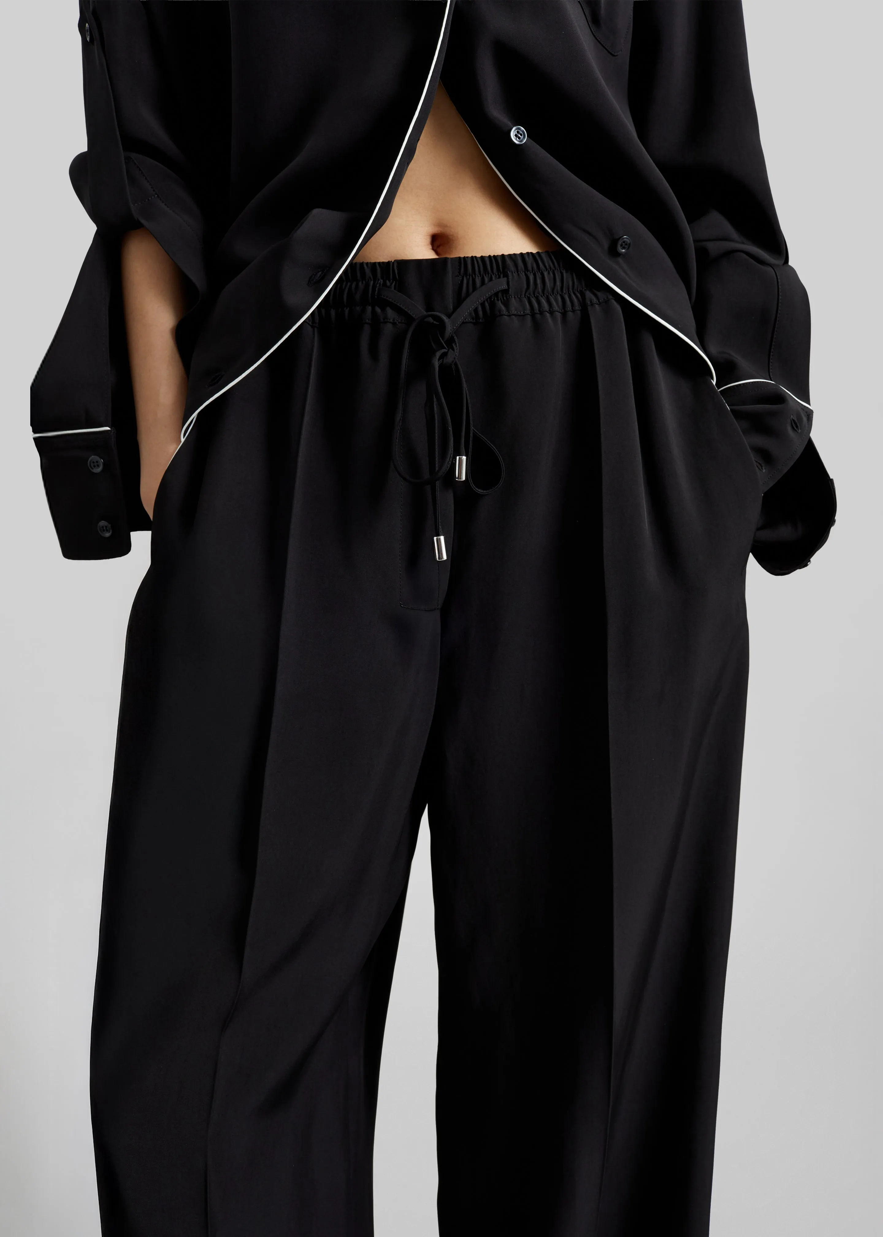 Sportmax Rivetto Satin Joggers - Black sold by Frankie Shop product image thumbnail 4
