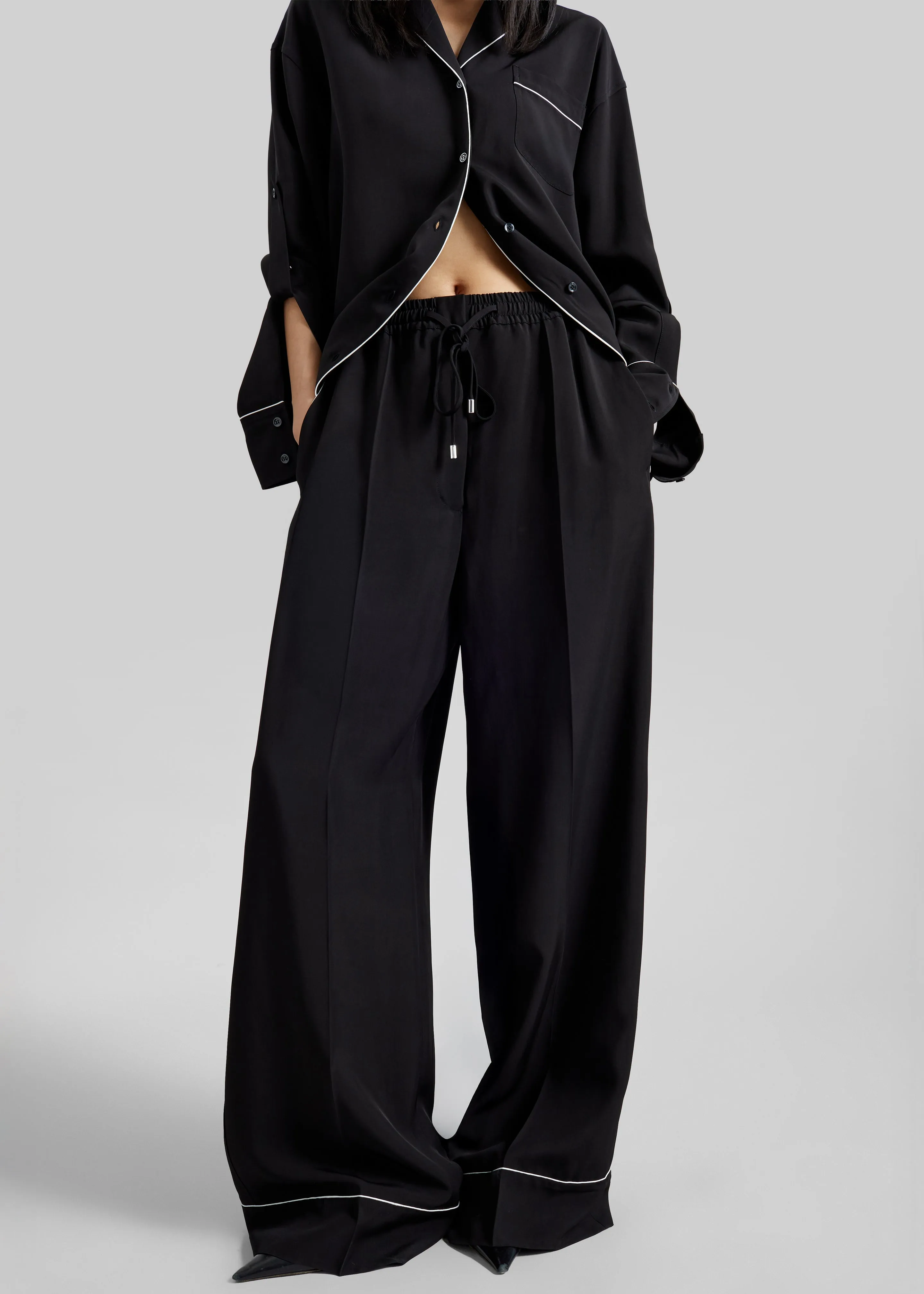Sportmax Rivetto Satin Joggers - Black sold by Frankie Shop product image thumbnail 2