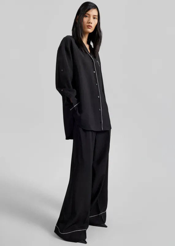 Sportmax Rivetto Satin Joggers - Black made by Sportmax