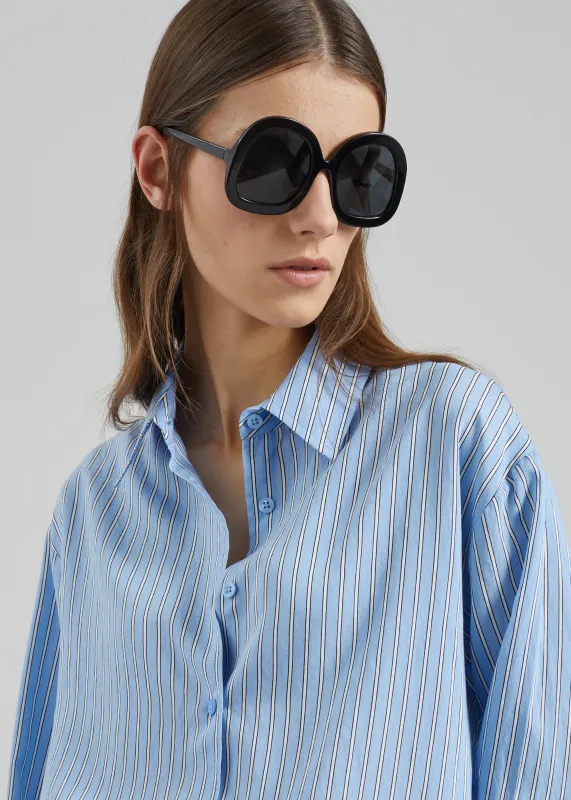 Peri Fluid Shirt - Blue/White Stripe made by Frankie Shop