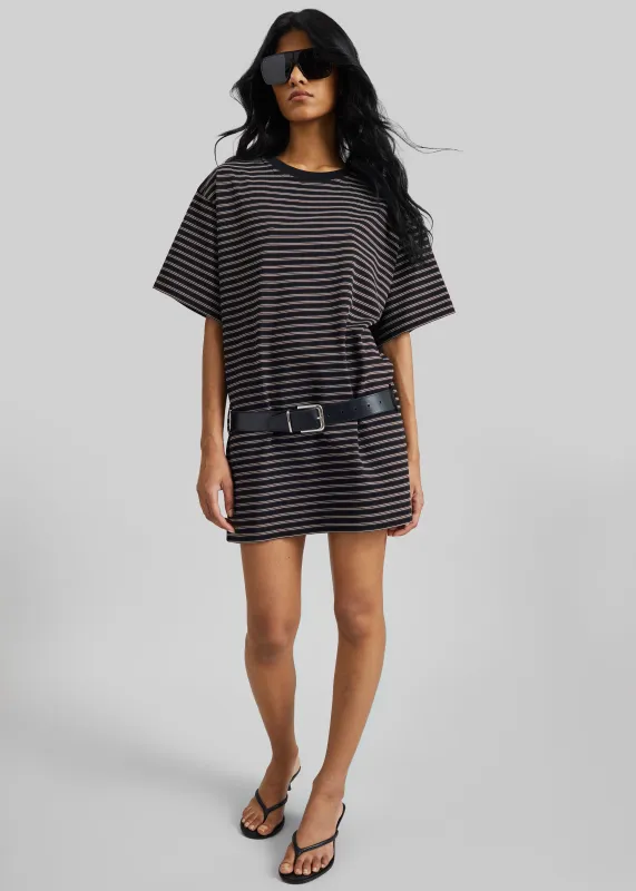 Hemse T-Shirt Dress - Black Multi Stripe made by Frankie Shop