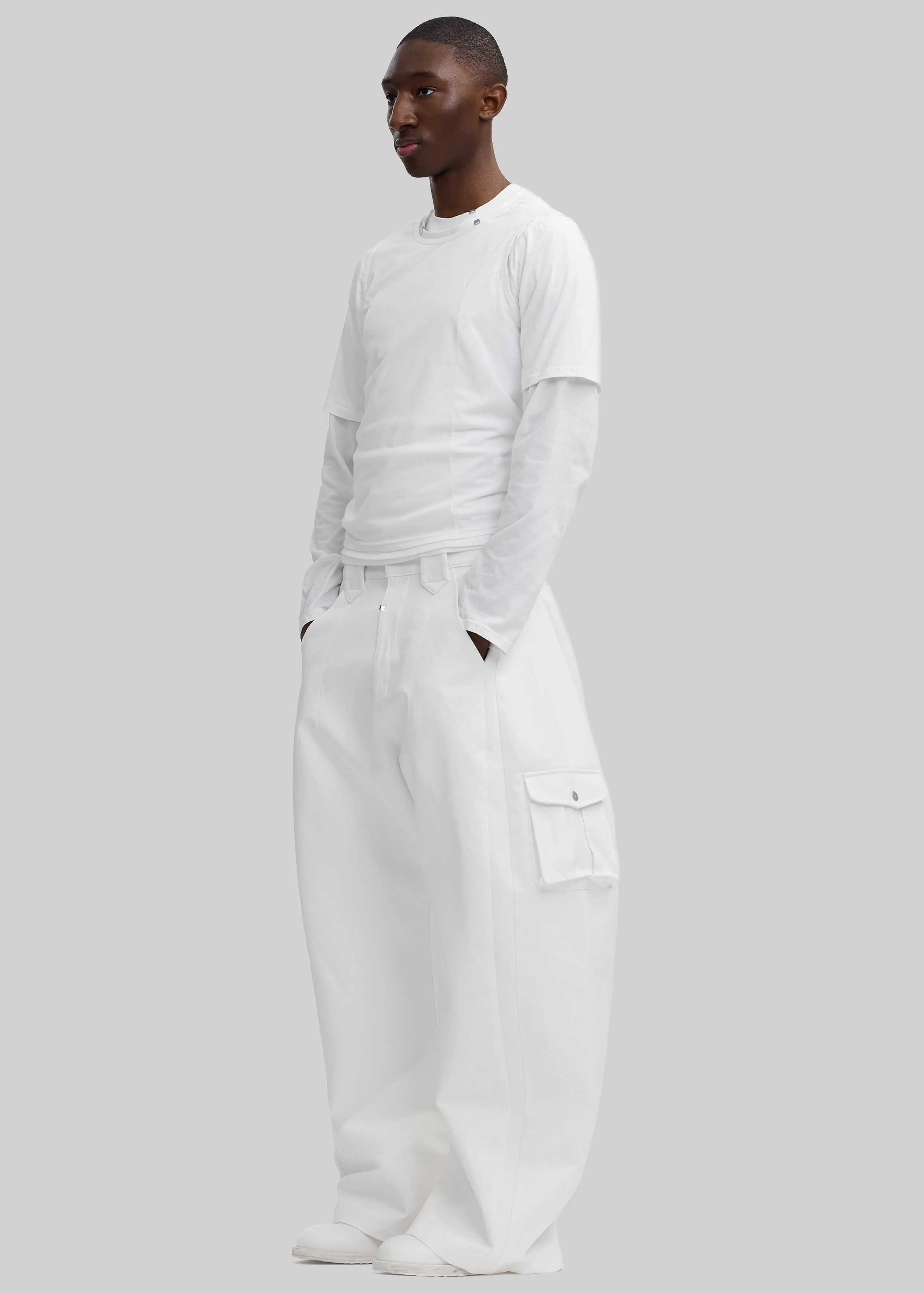 Pieces Uniques Le Cargo Pants Emin - White Wash sold by Frankie Shop