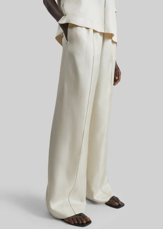 Loulou de Saison Lars Silk Twill Trousers - Ivory made by Loulou De Saison