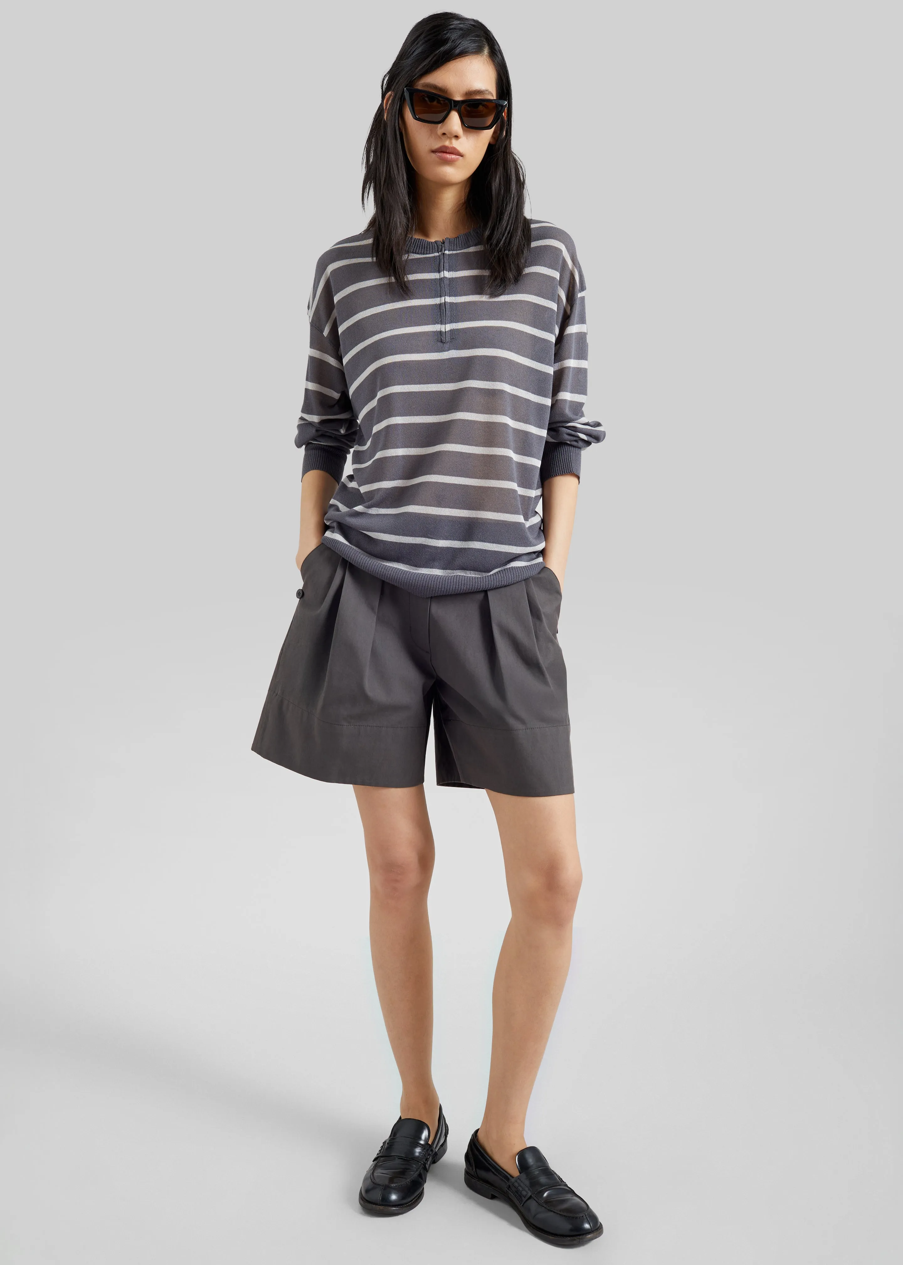 Low Classic Tuck Point Turn-Up Shorts - Charcoal sold by Frankie Shop product image thumbnail 4