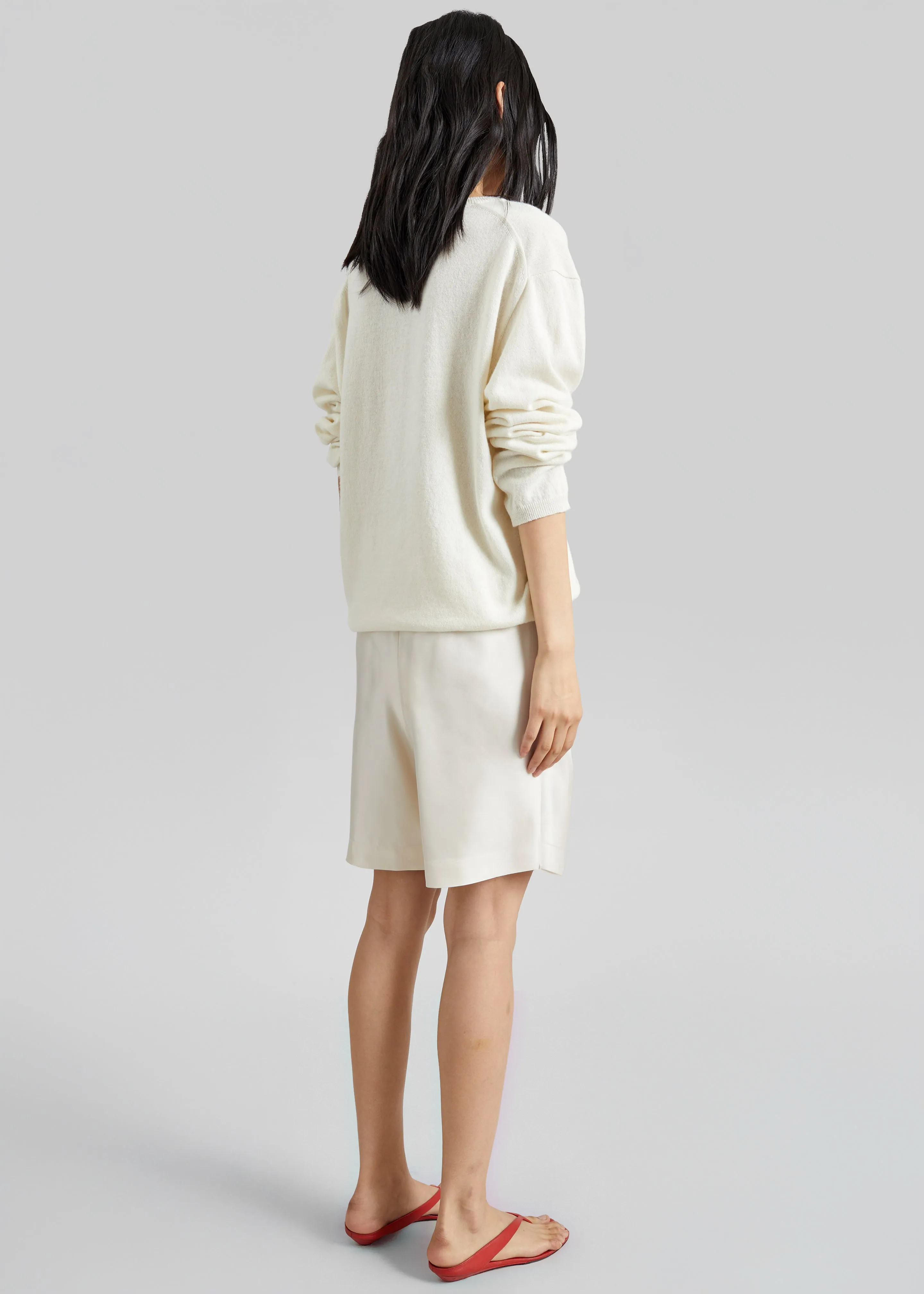 Loulou de Saison Zinia Lds Silk Twill Bermuda - Ivory sold by Frankie Shop product image thumbnail 4