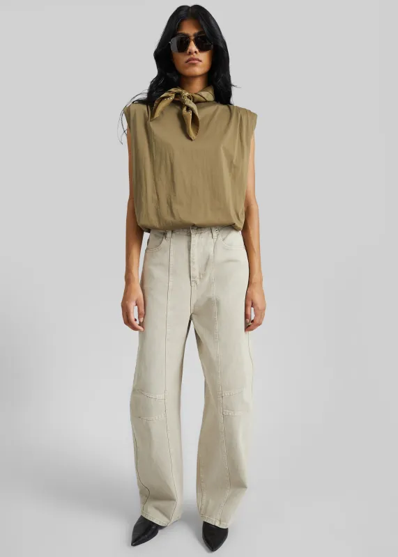 Idre Barrel Leg Jeans - Beige made by Frankie Shop